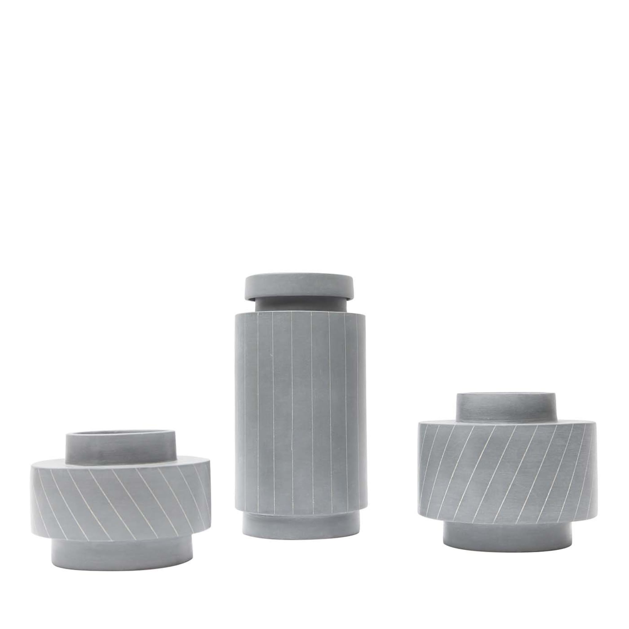 Trio de vases Phil gris - Vue principale