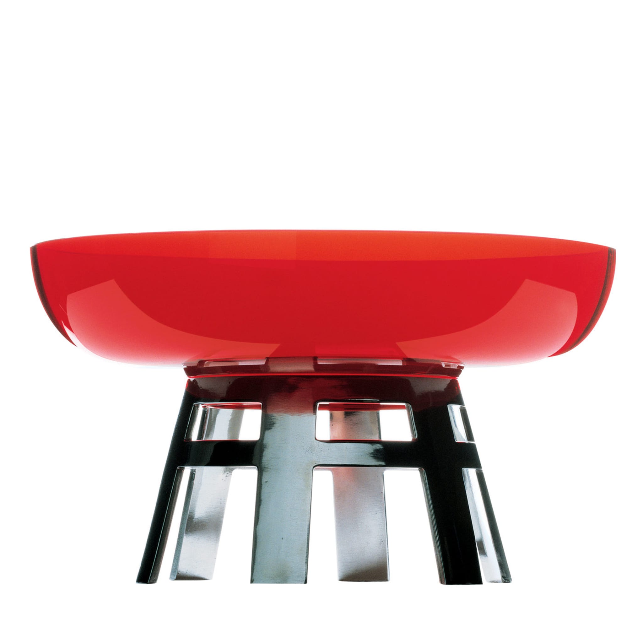 Runder Tisch, limitierte Auflage, roter Tafelaufsatz von Ettore Sottsass - Hauptansicht
