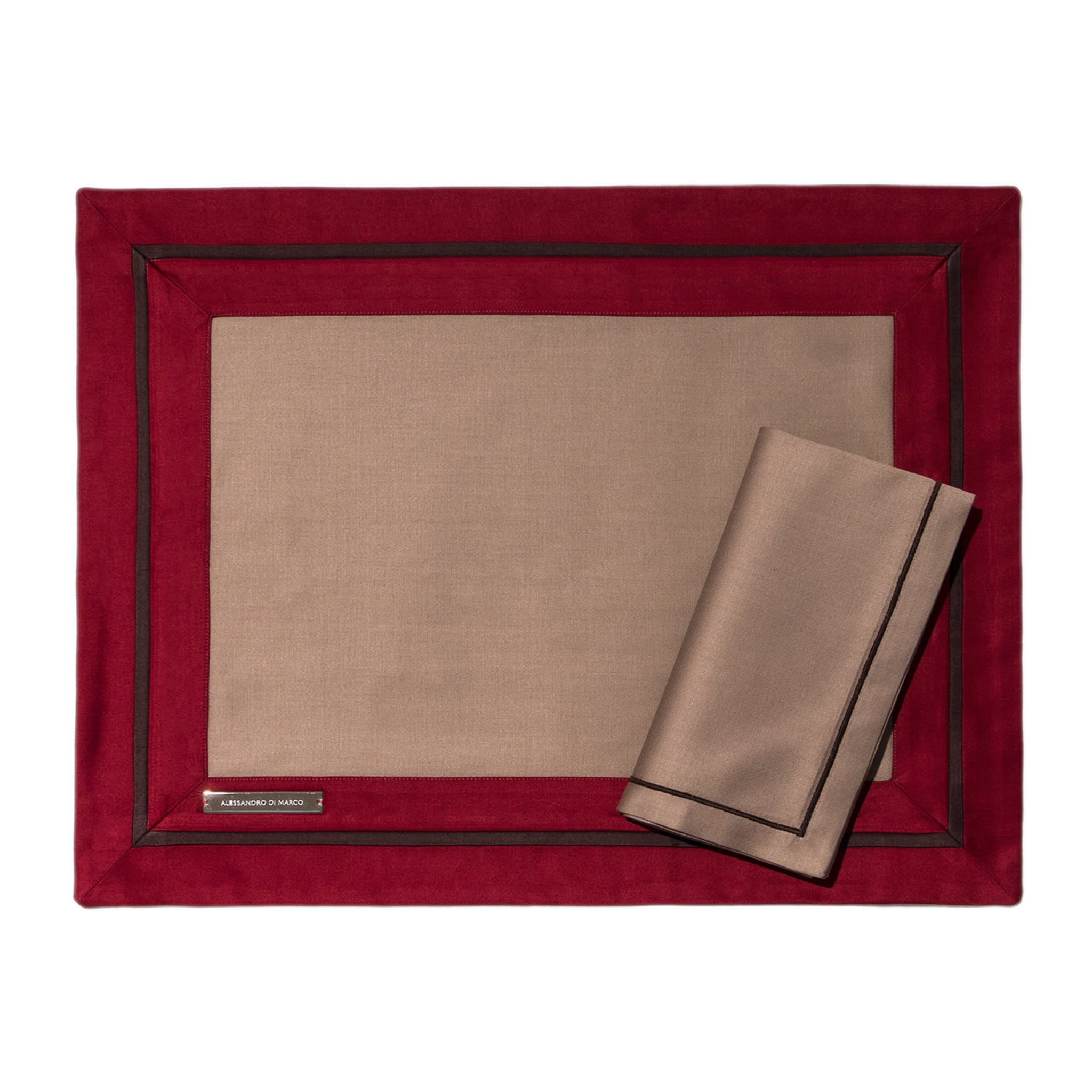 Placemats and Napkins - Red and Beige - Alternative view 1