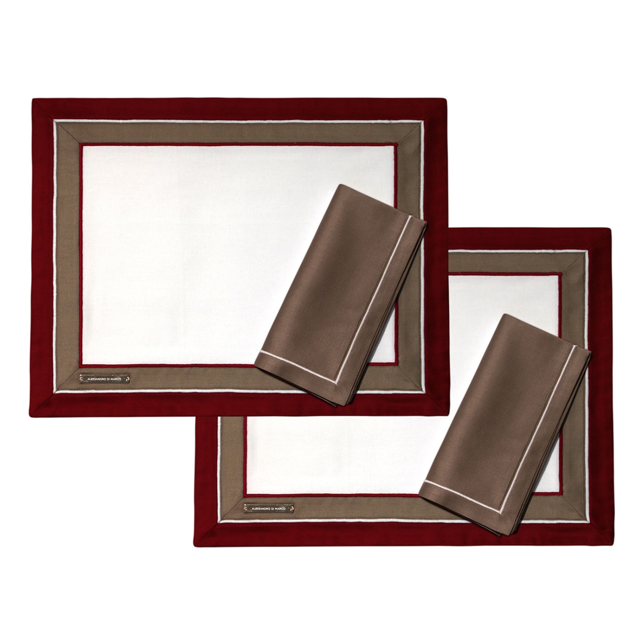Placemats and Napkins - Red, Beige and White - Main view