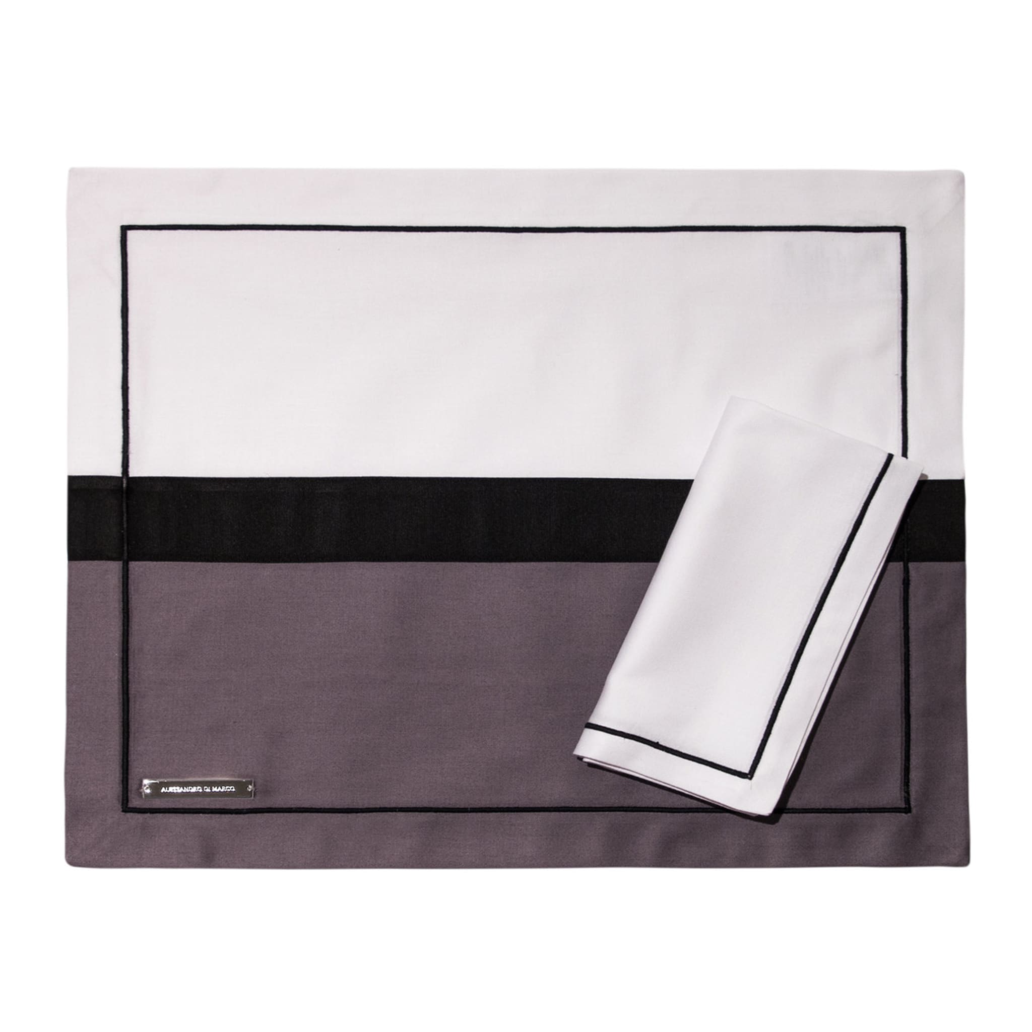 Tovagliette e tovaglioli - Due tonalità di grigio e bianco - Vista alternativa 1