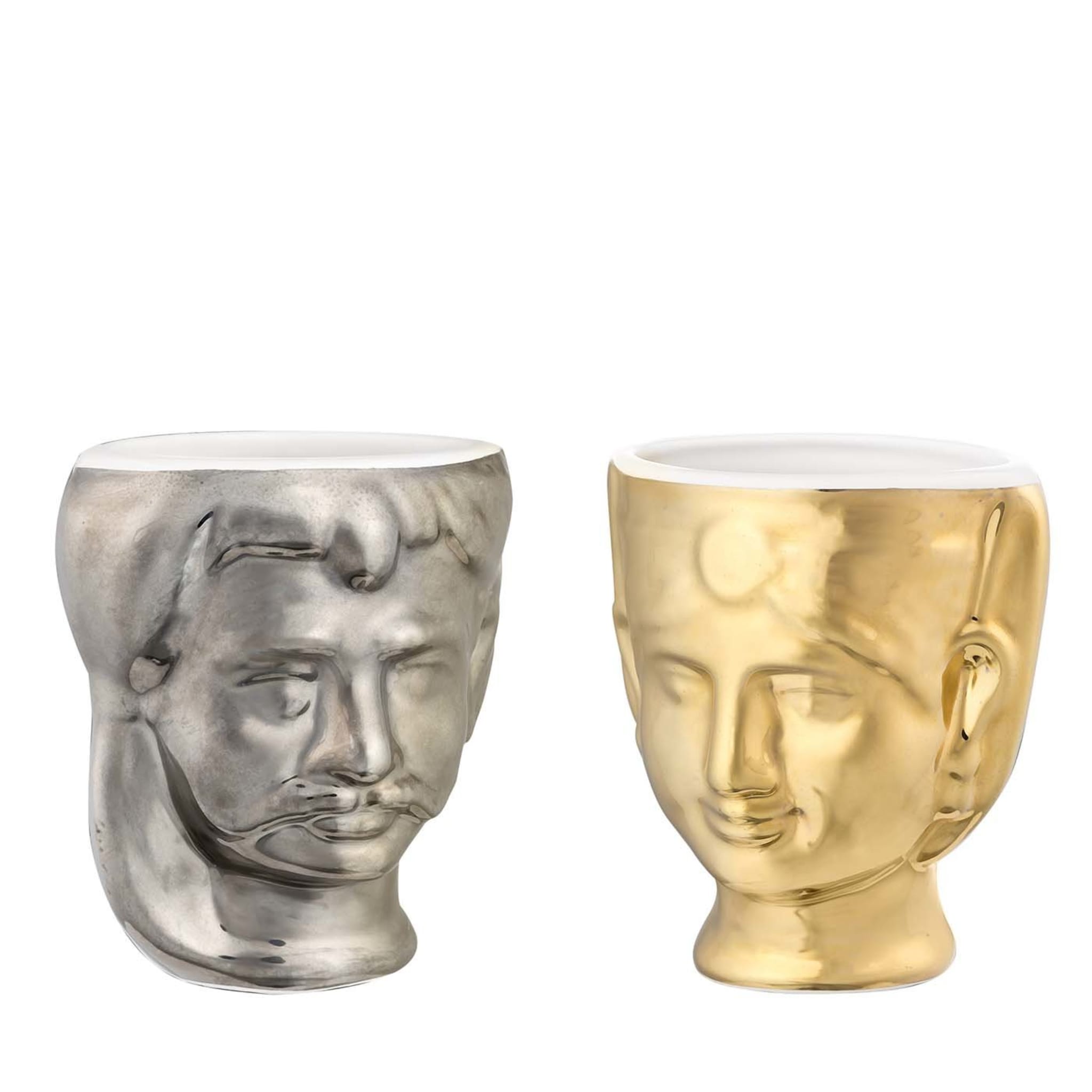 Testa di Moro and Testa Malandrina Set of 2 Gold and Silver Vases  - Main view