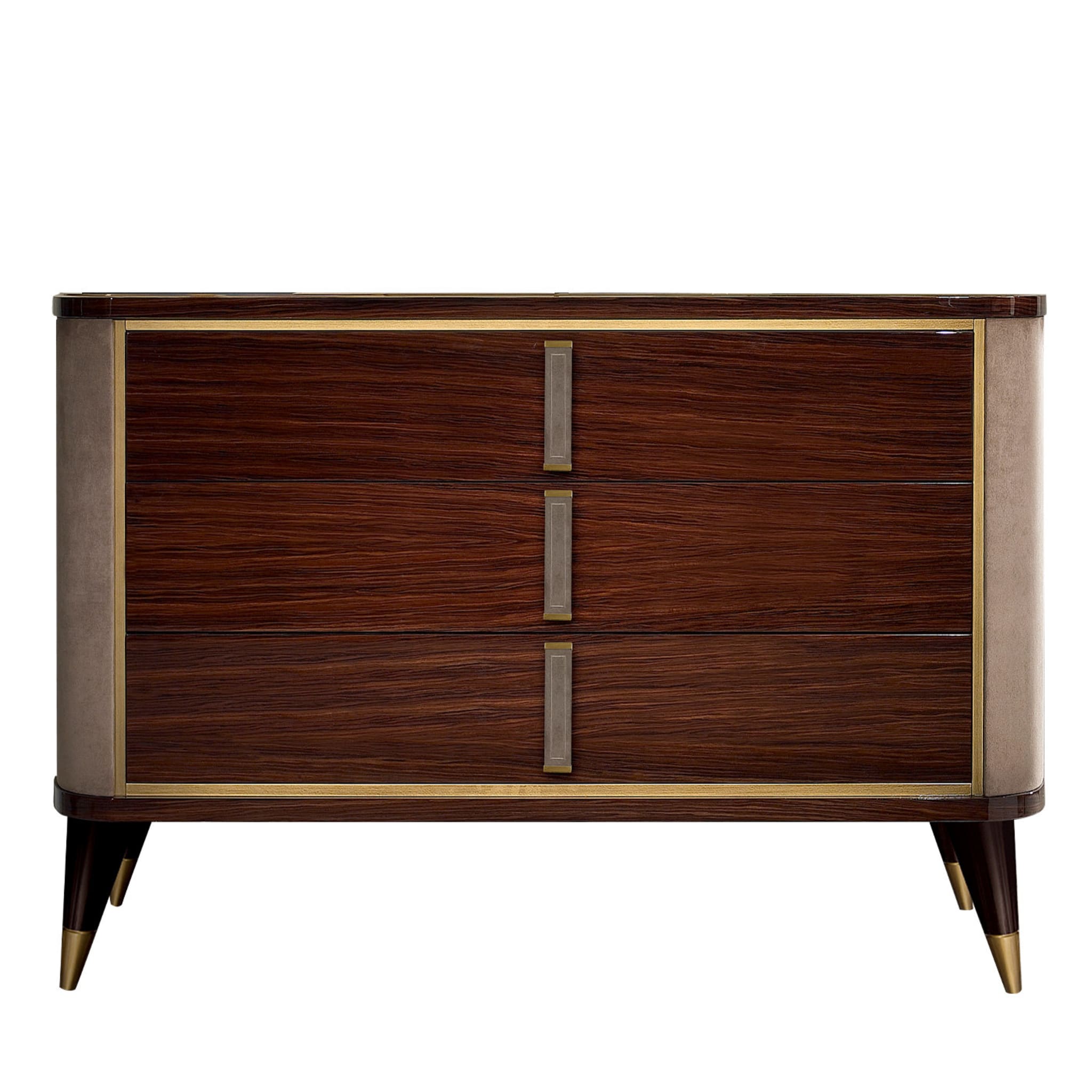 Rosewood 3-Drawer Curved Dresser - Main view