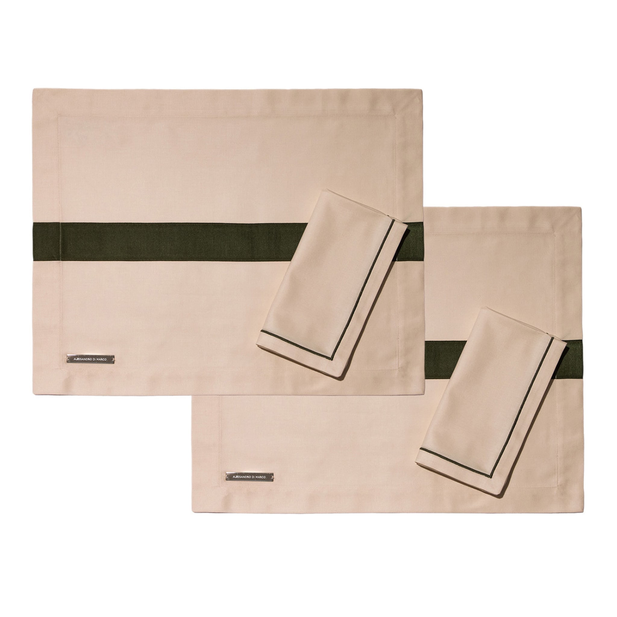 Placemats and Napkins - Beige and Mud Green - Main view