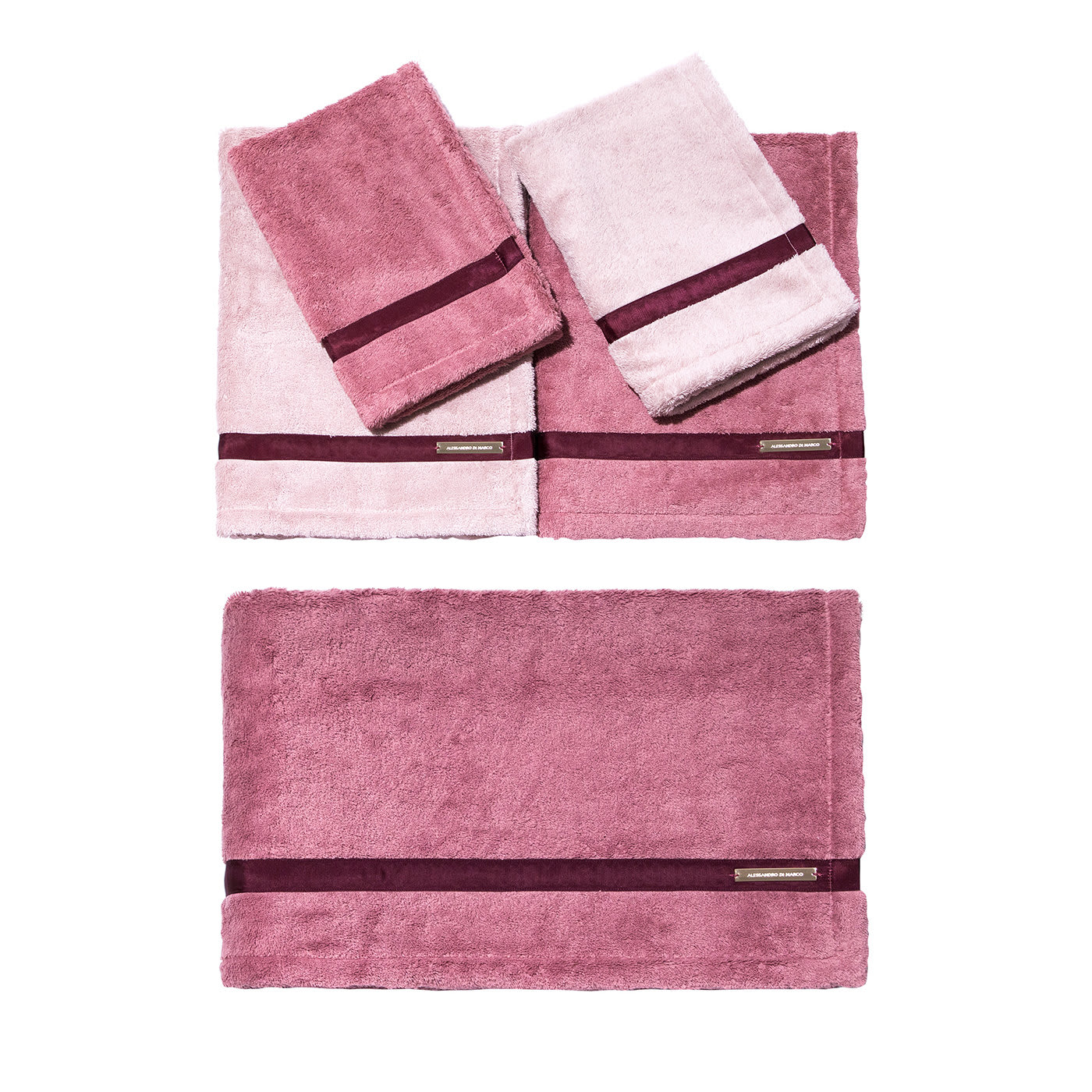 Large Bath Towel Set - Powder Pink Antique Rose - Alessandro Di Marco