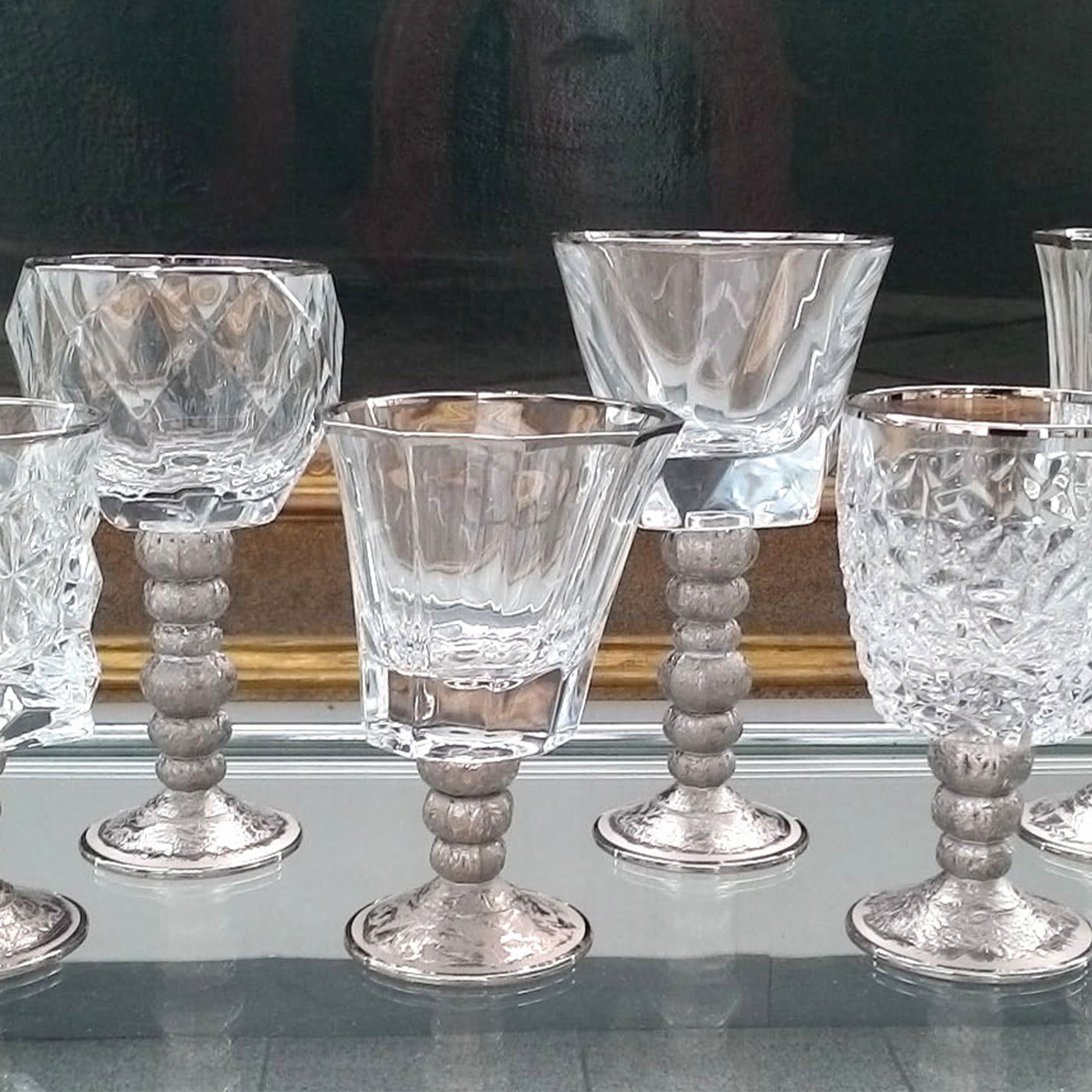 Set of Six Capriccio Assorted Chalices in Platinum - Griffe Montenapoleone by Vetrerie di Empoli