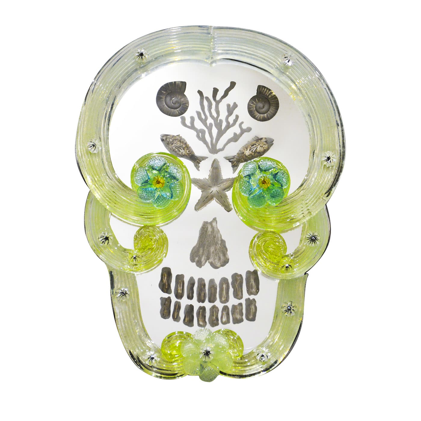 Pop Skull Green Small Mirror by Bradley Theodore - Ongaro & Fuga