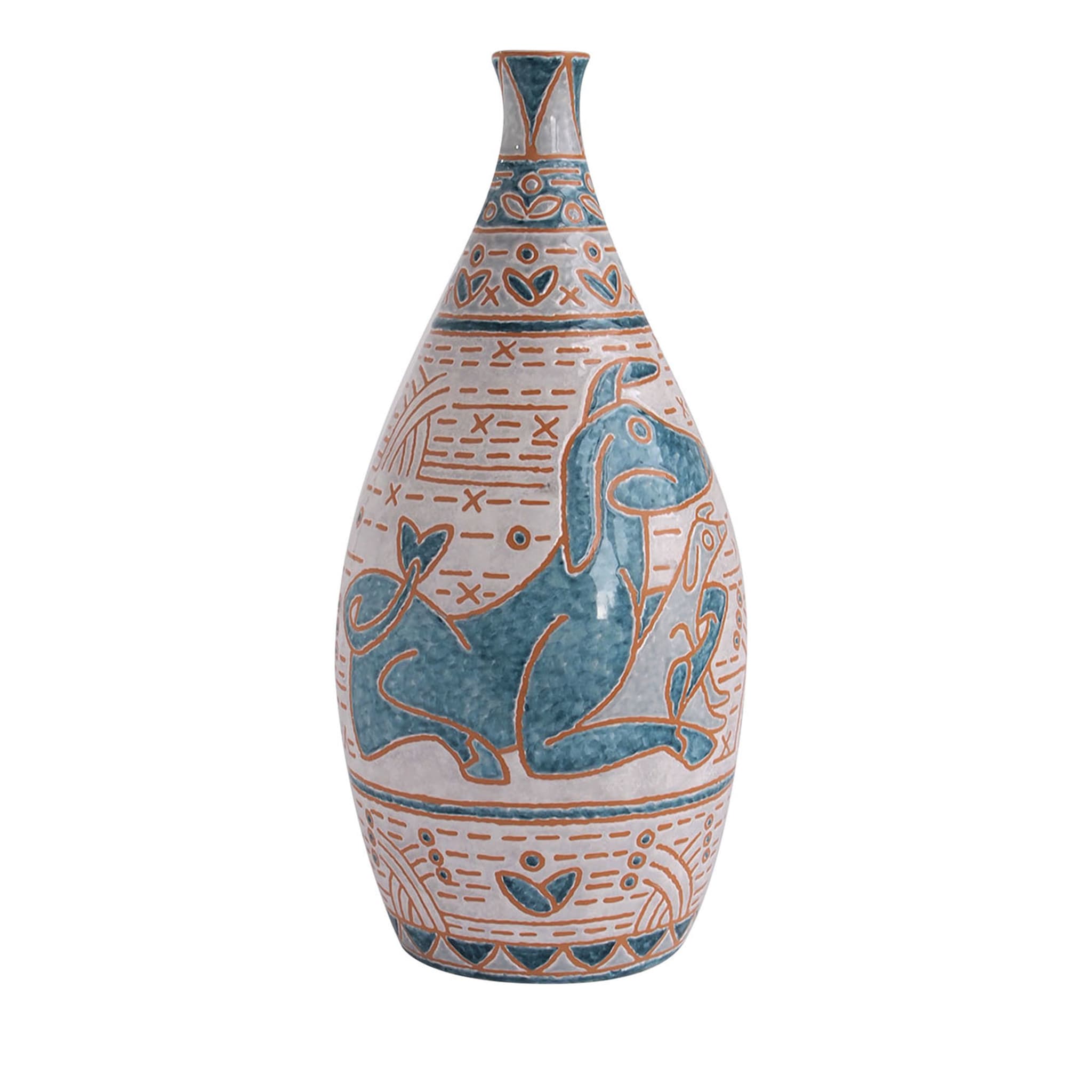 Patterned Blue & White Vase - Main view