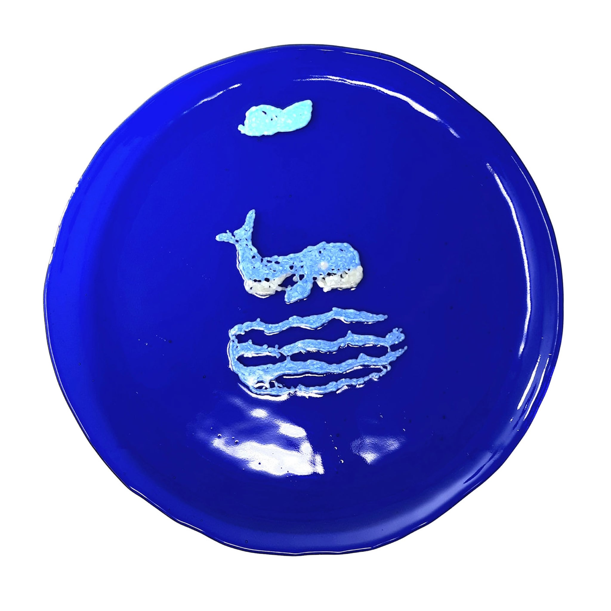 Whale Plate in  Cobalt Blue Glass  - Main view