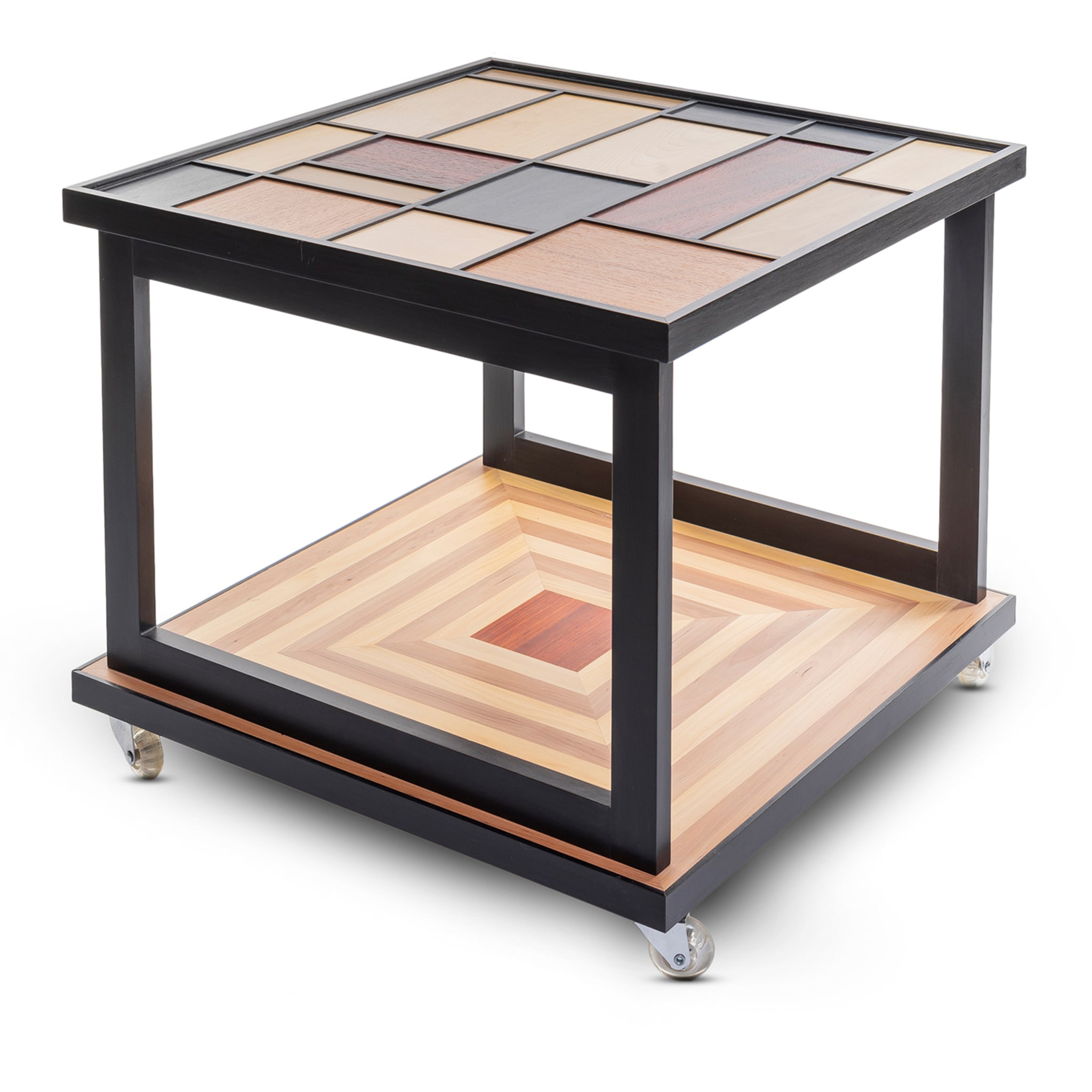 Mondrian-Inspired Marquetry Wheeled Coffee Table - Alternative view 1