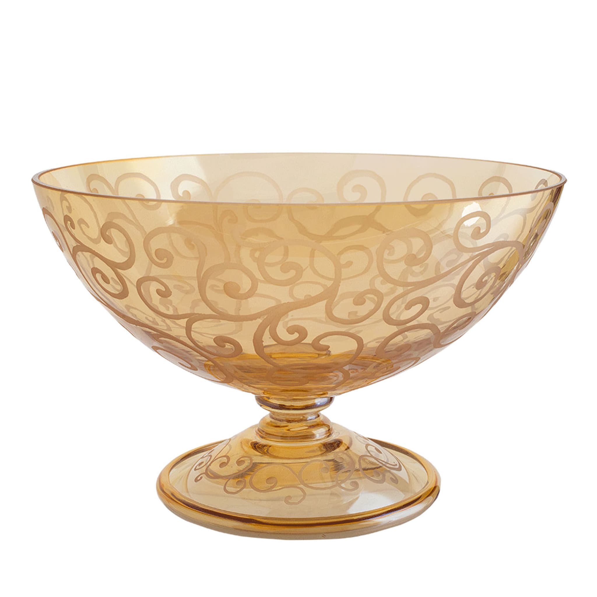 Ritmica Footed Amber Centerpiece Glass Bowl - Main view