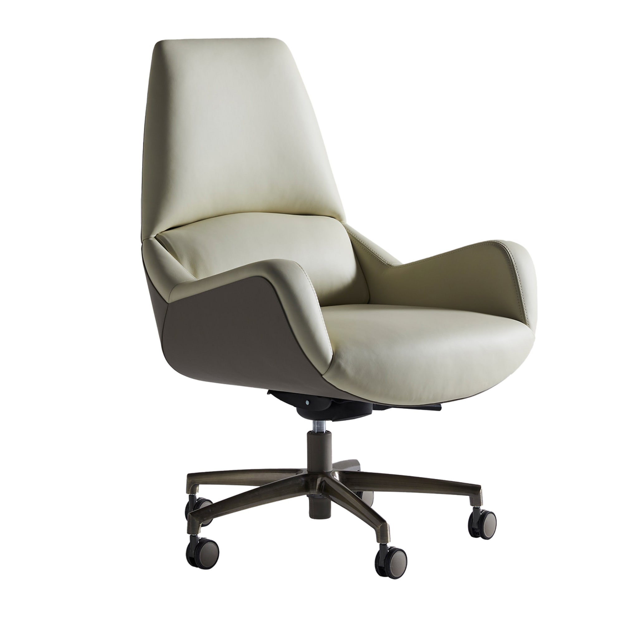 Sanremo Swivel Beige & Taupe Office Armchair on Castors - Main view