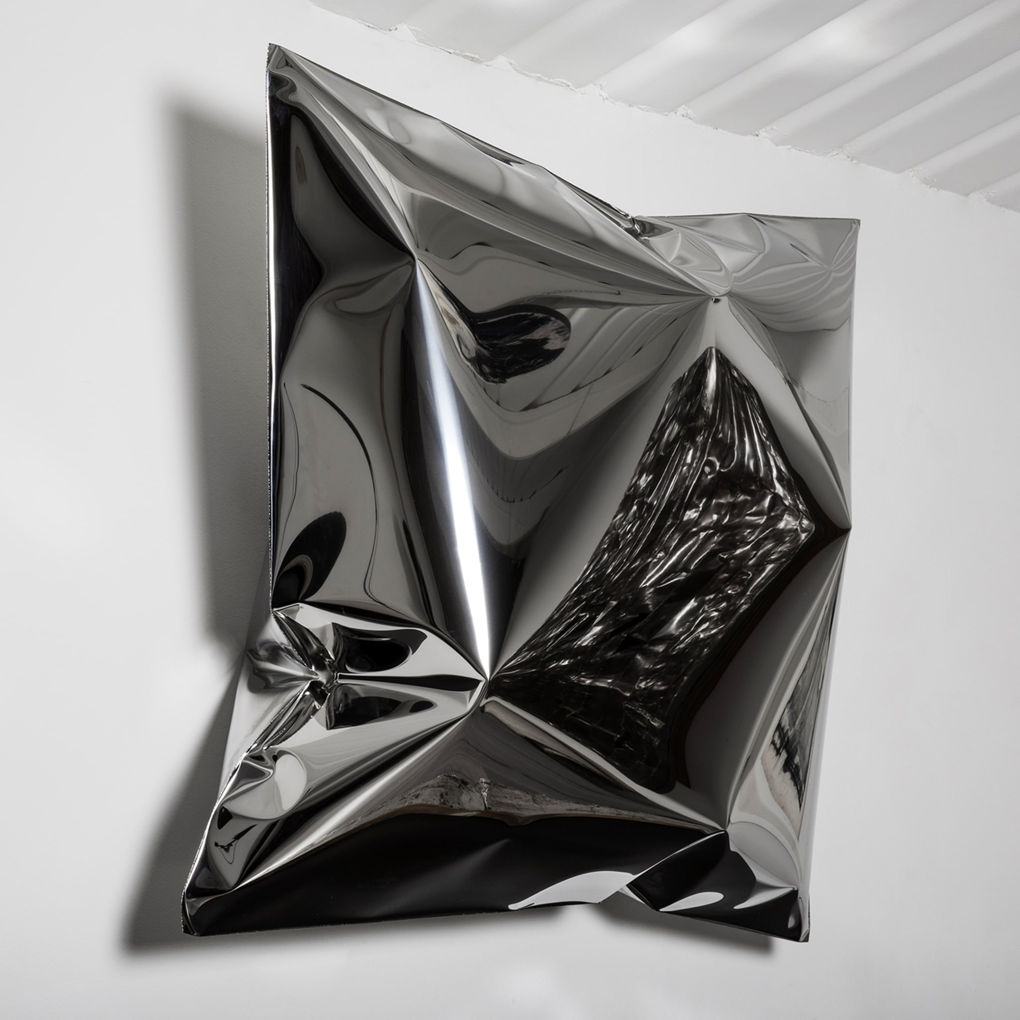 Square Silvery Pillow-Shaped Wall Sculpture - Alternative view 2