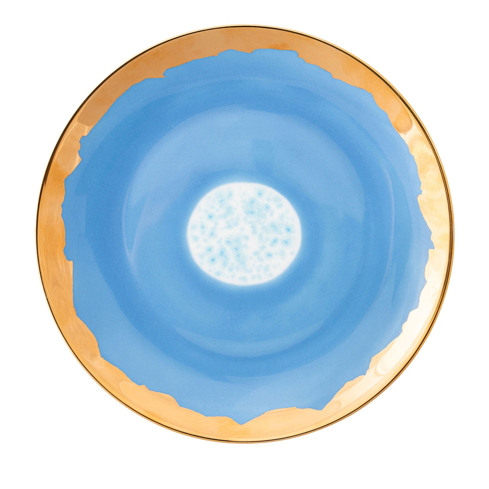 Celestial Set of 2 Blue Dessert Plates with Jagged Rim (Ensemble de 2 assiettes à dessert bleues avec bord dentelé) - Vue principale