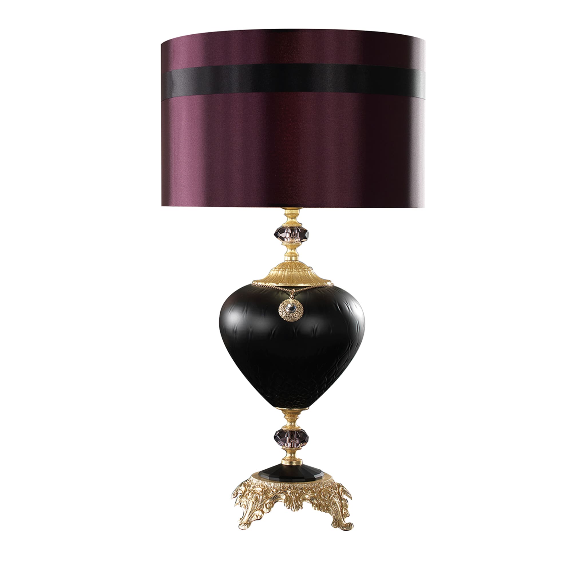 Lampe de table satin pourpre et noir - Vue principale