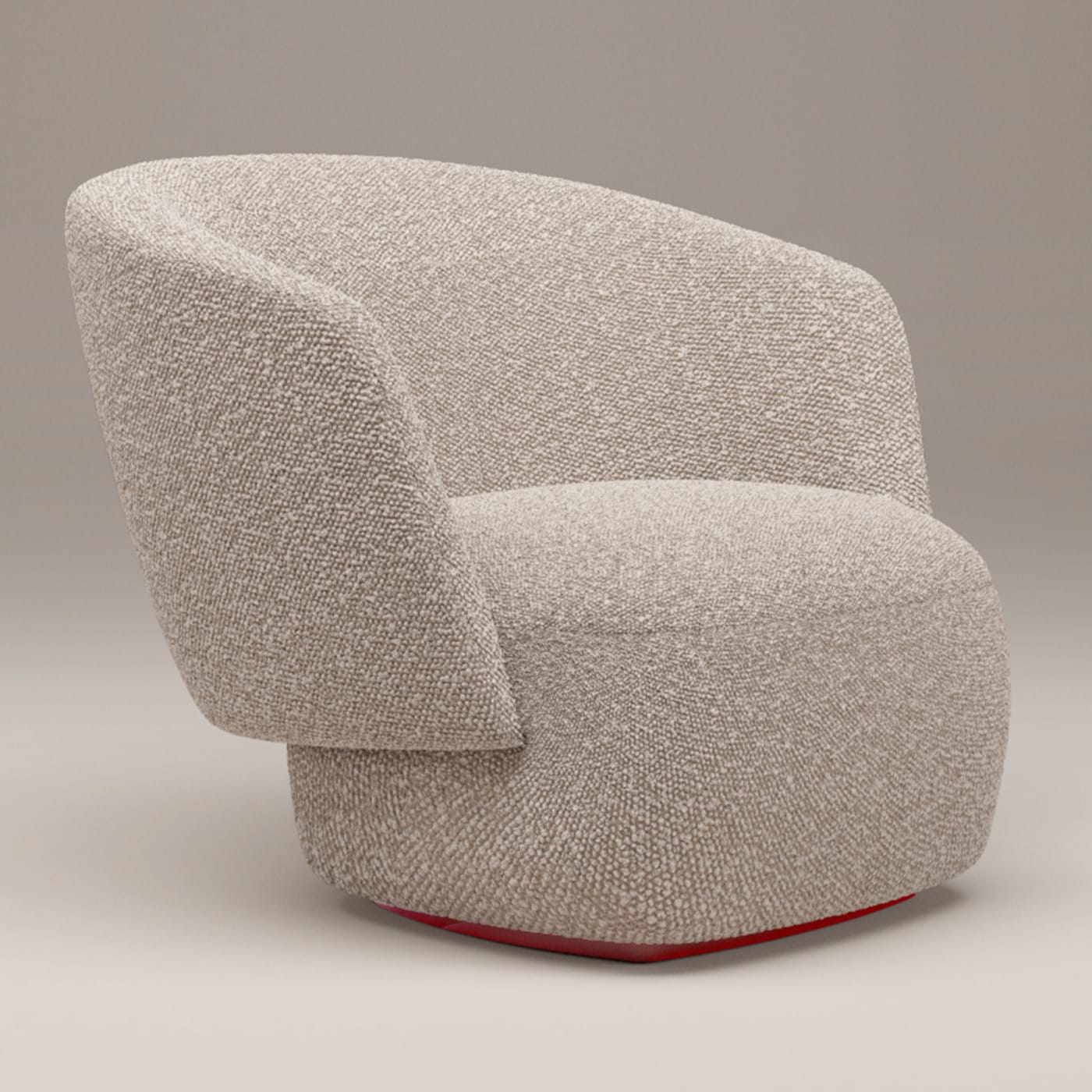 Taupe Boucle Armchair with Lacquered Base - Loopo