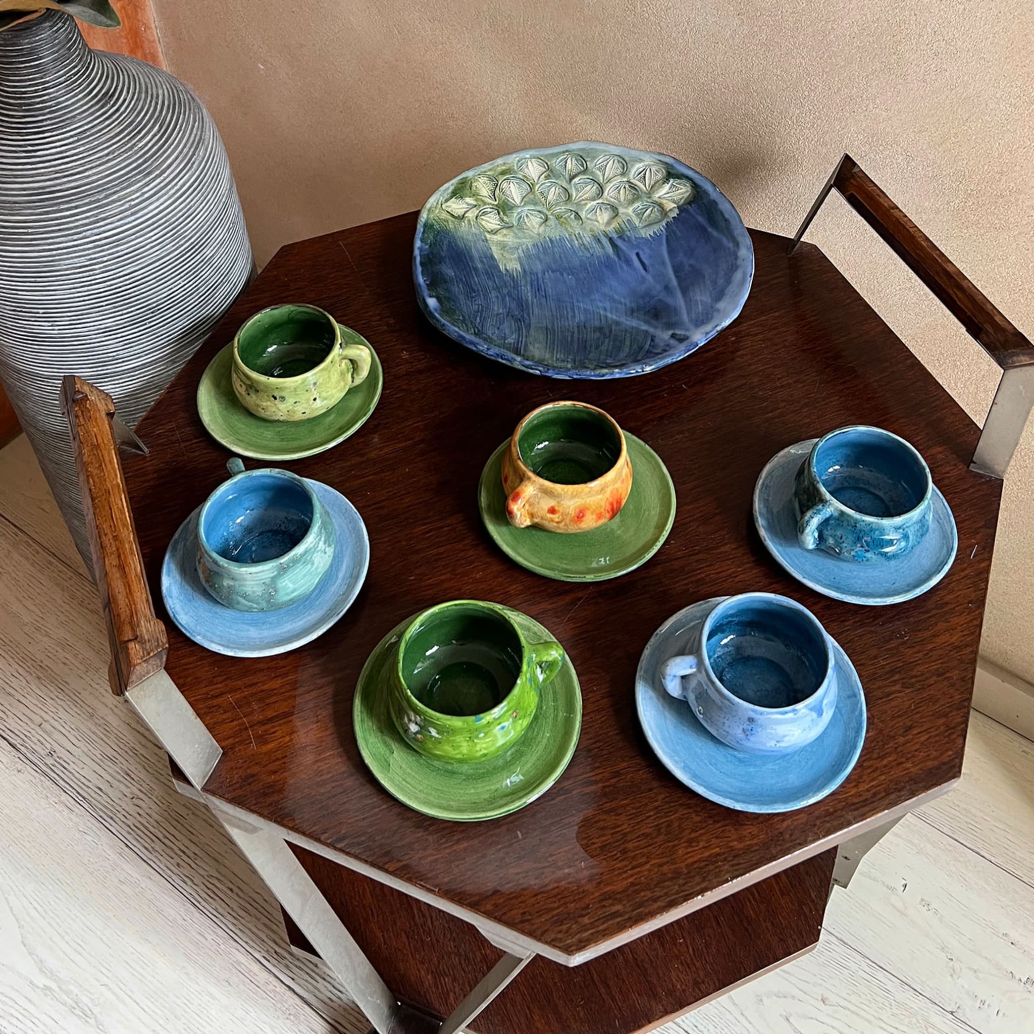Jade Teal & Blue Espresso Cup with Saucer - Alternative view 5
