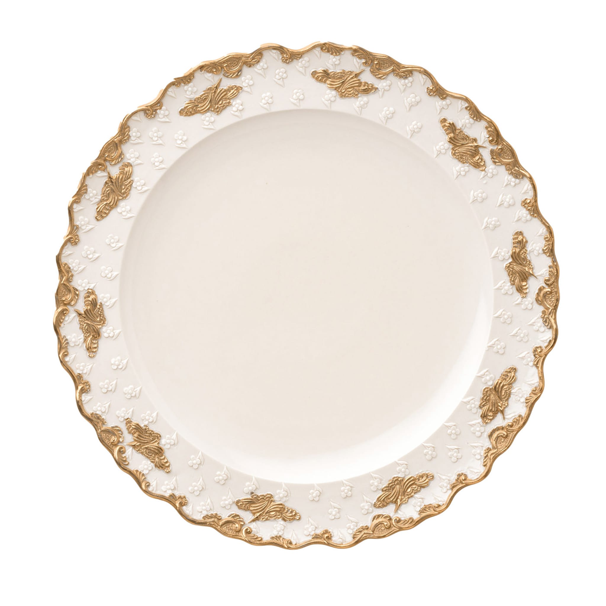 Lucia Set of 2 Large White & Gold Dinner Plates - Main view