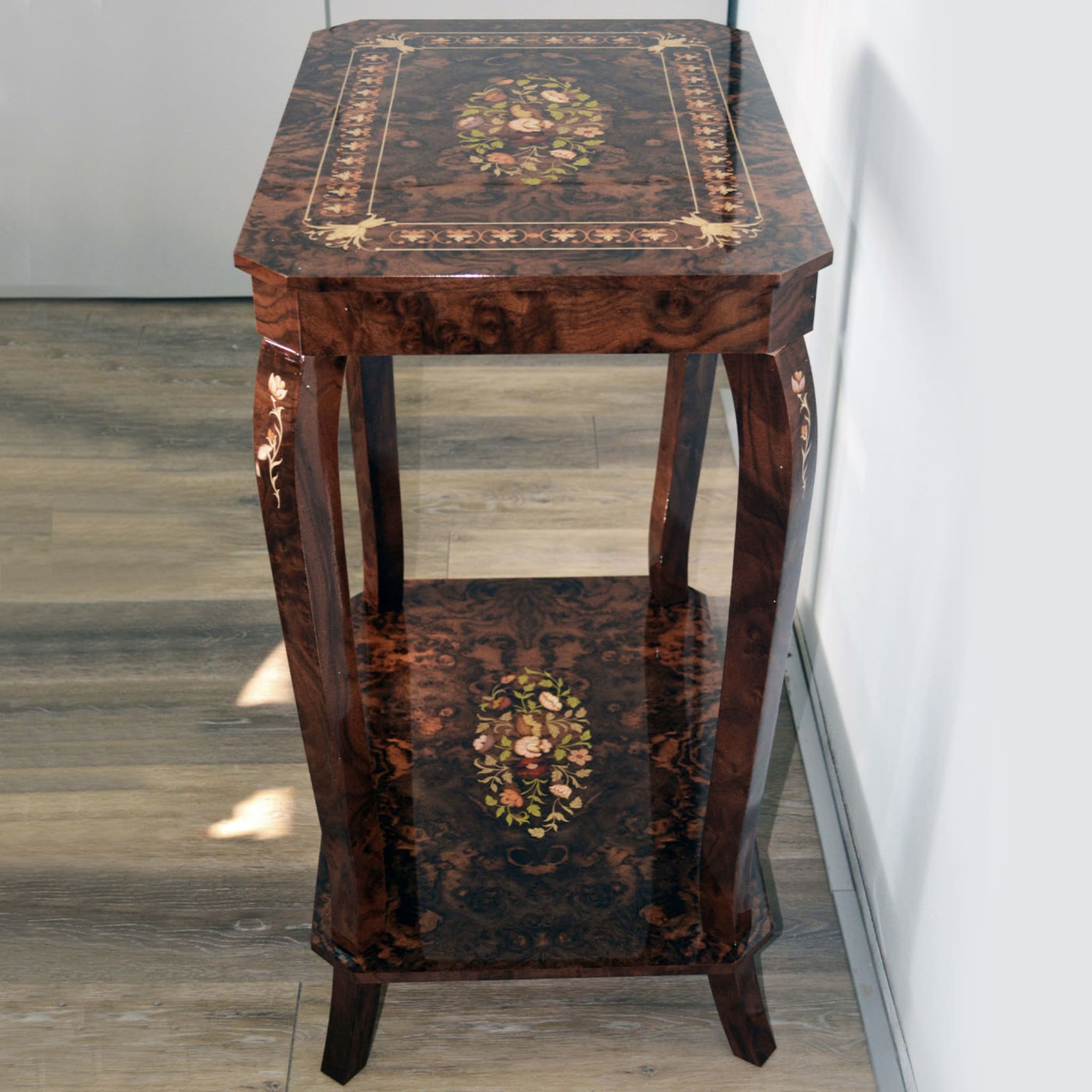 Musical Floral Briar Side Table with Storage Unit - Alternative view 4