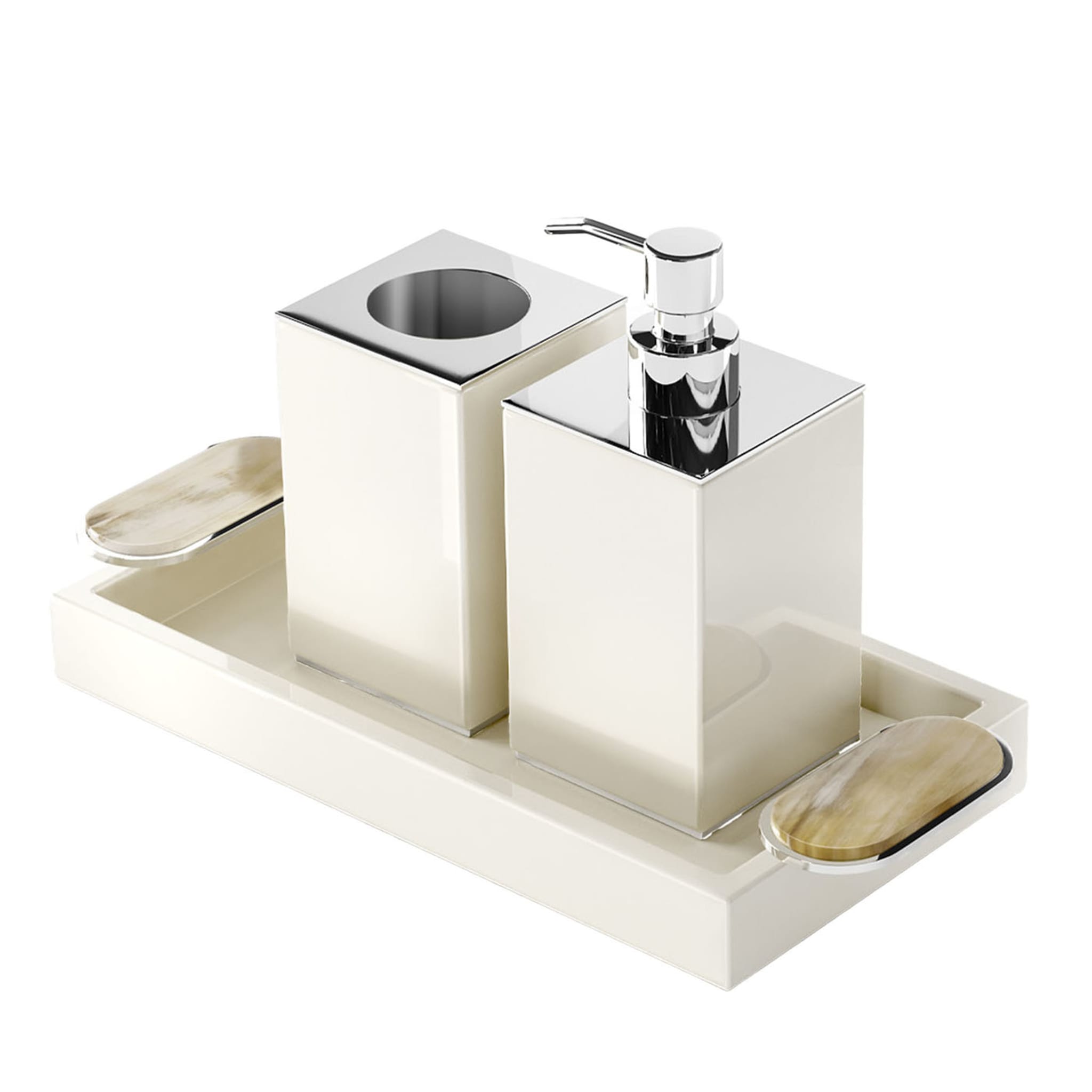Argentella Ivory Set of Soap Dispenser and Toothbrush Holder - Main view