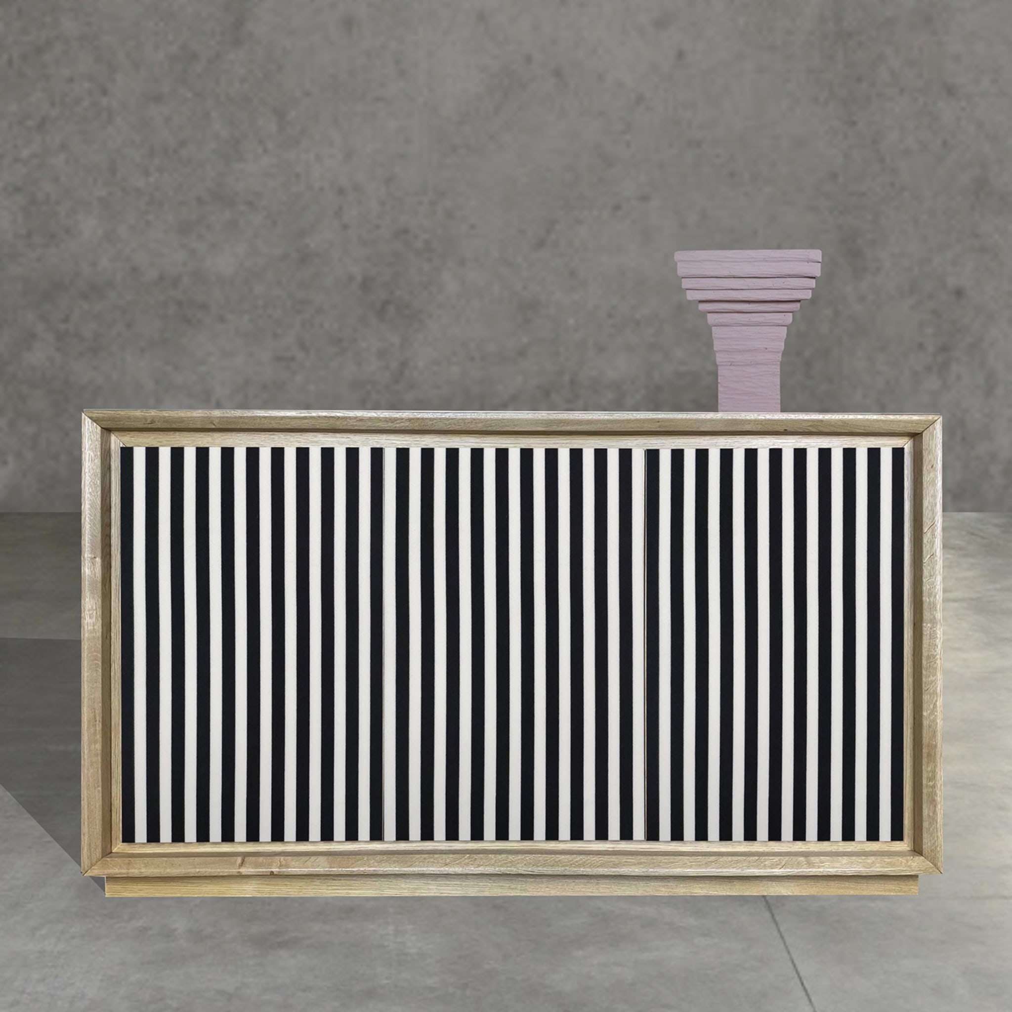 Fuga Strisce Due 3-Door Black-And-White Sideboard by M. Meccani - Alternative view 1