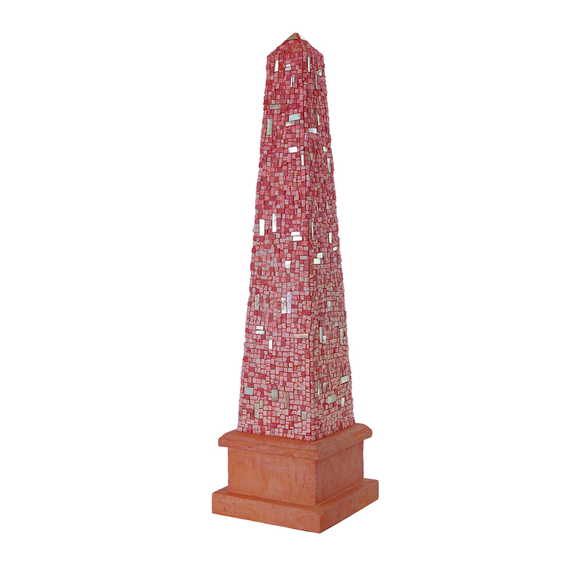 Helios 3 Obelisk Rote Mosaik-Skulptur - Hauptansicht