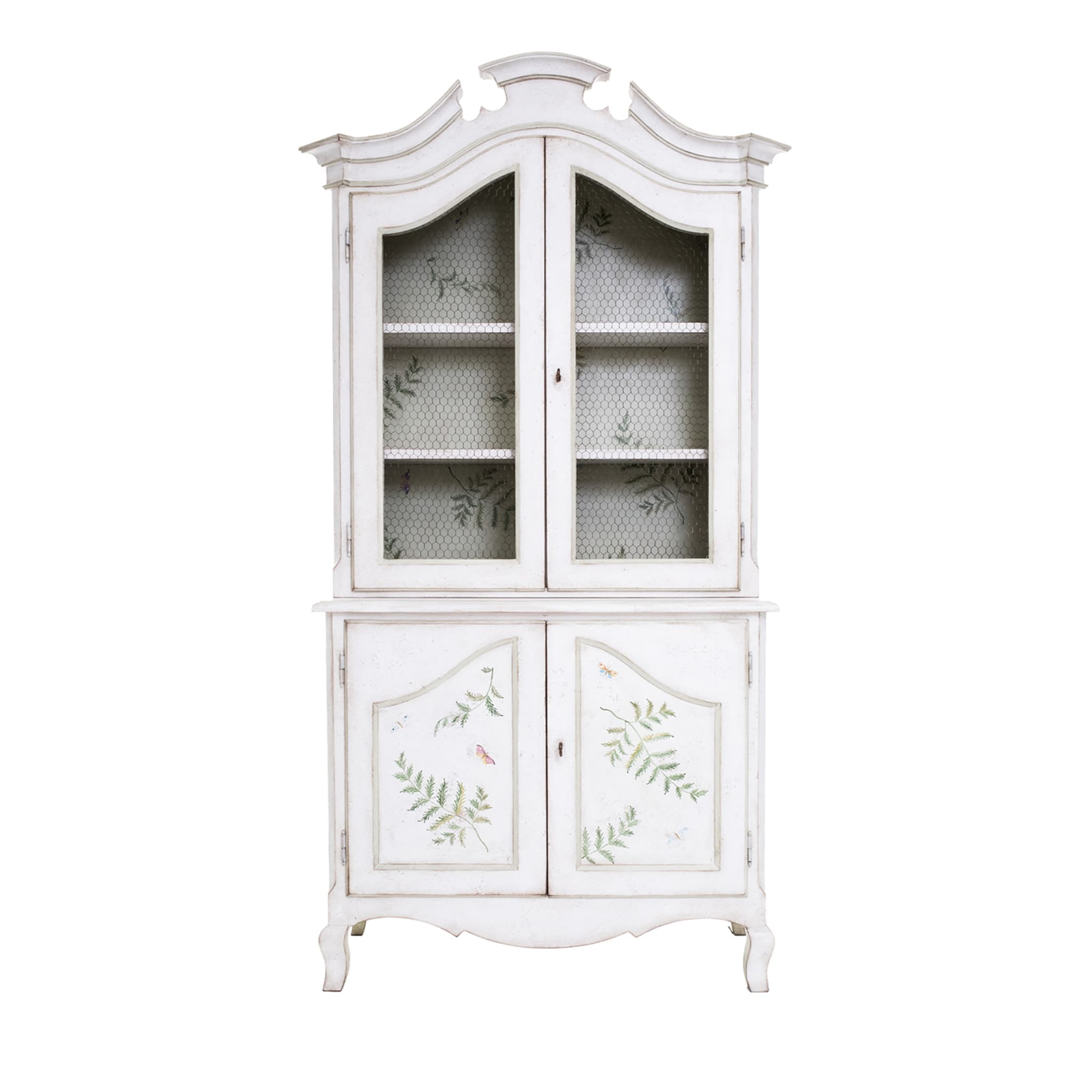 Chalky White Padua Hutch with Ferns and Butterflies - Main view