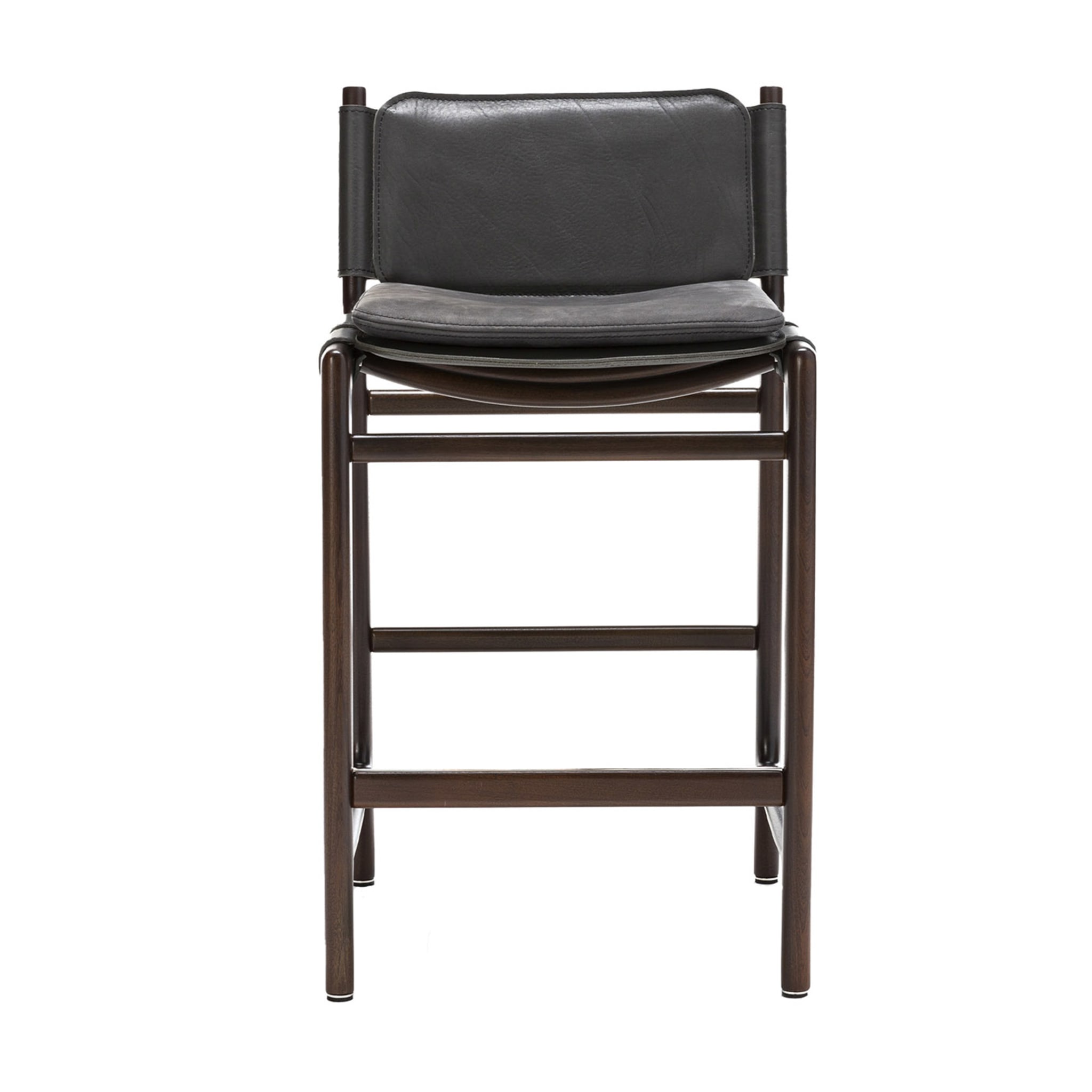 Levante Dark Leather Stool by Massimo Castagna - Main view