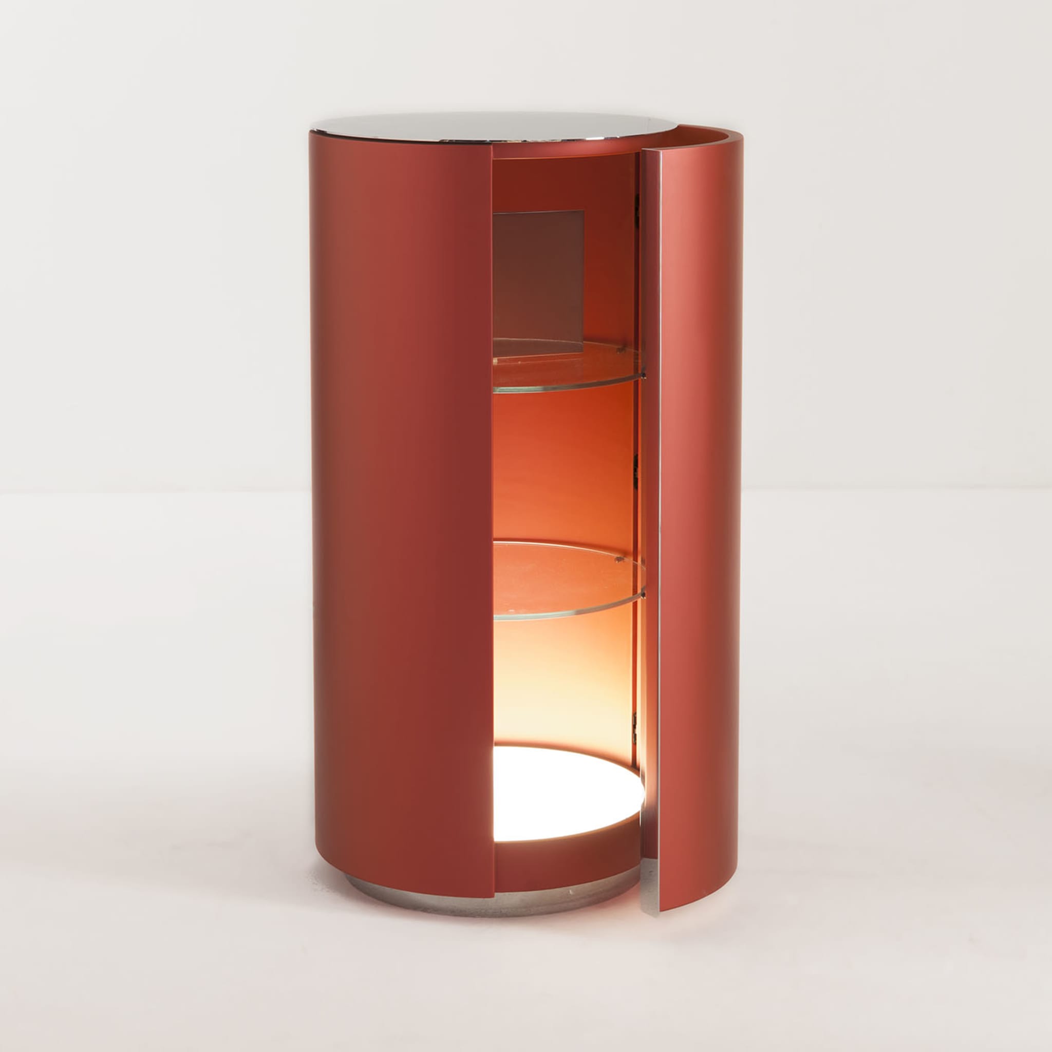 Brushed Red Cylindrical Cabinet - Alternative view 1