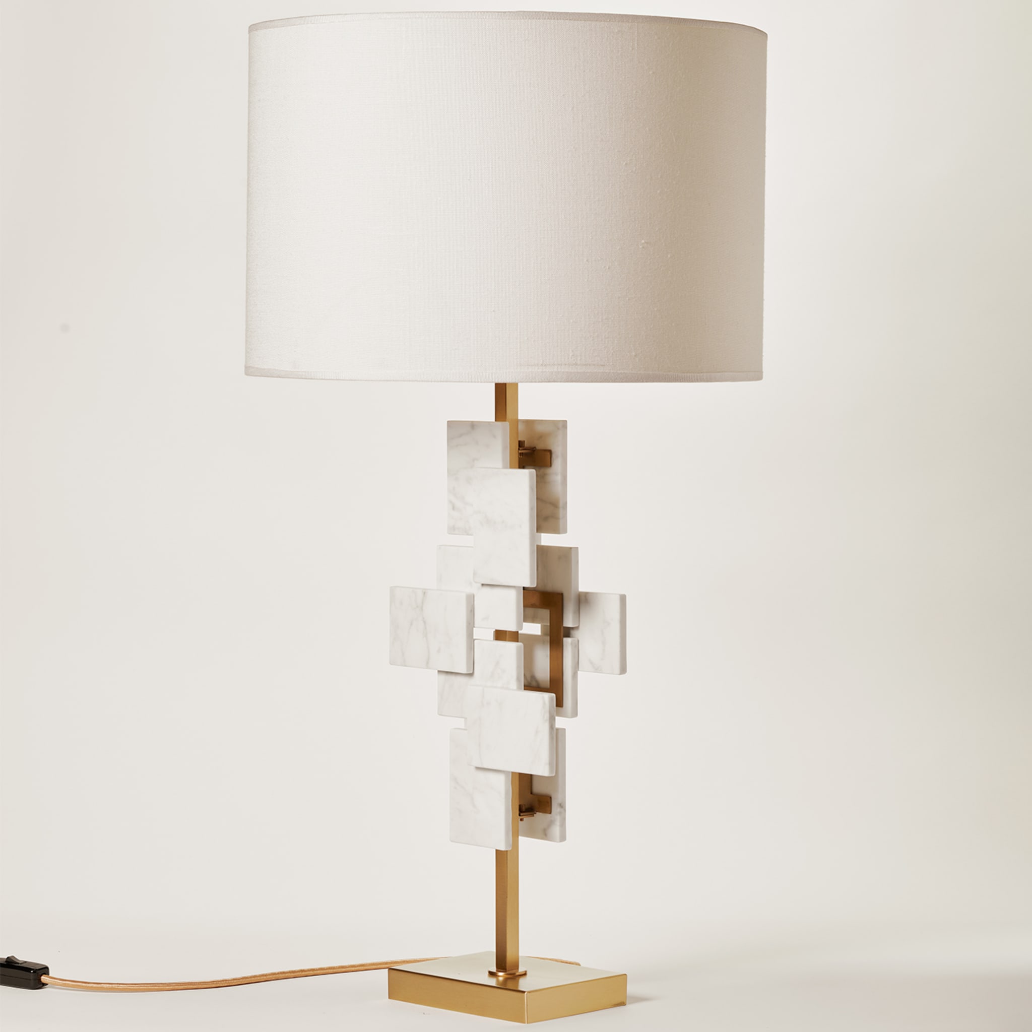 "Tiles" Table Lamp in Carrara Marble and Satin Brass - Alternative view 2