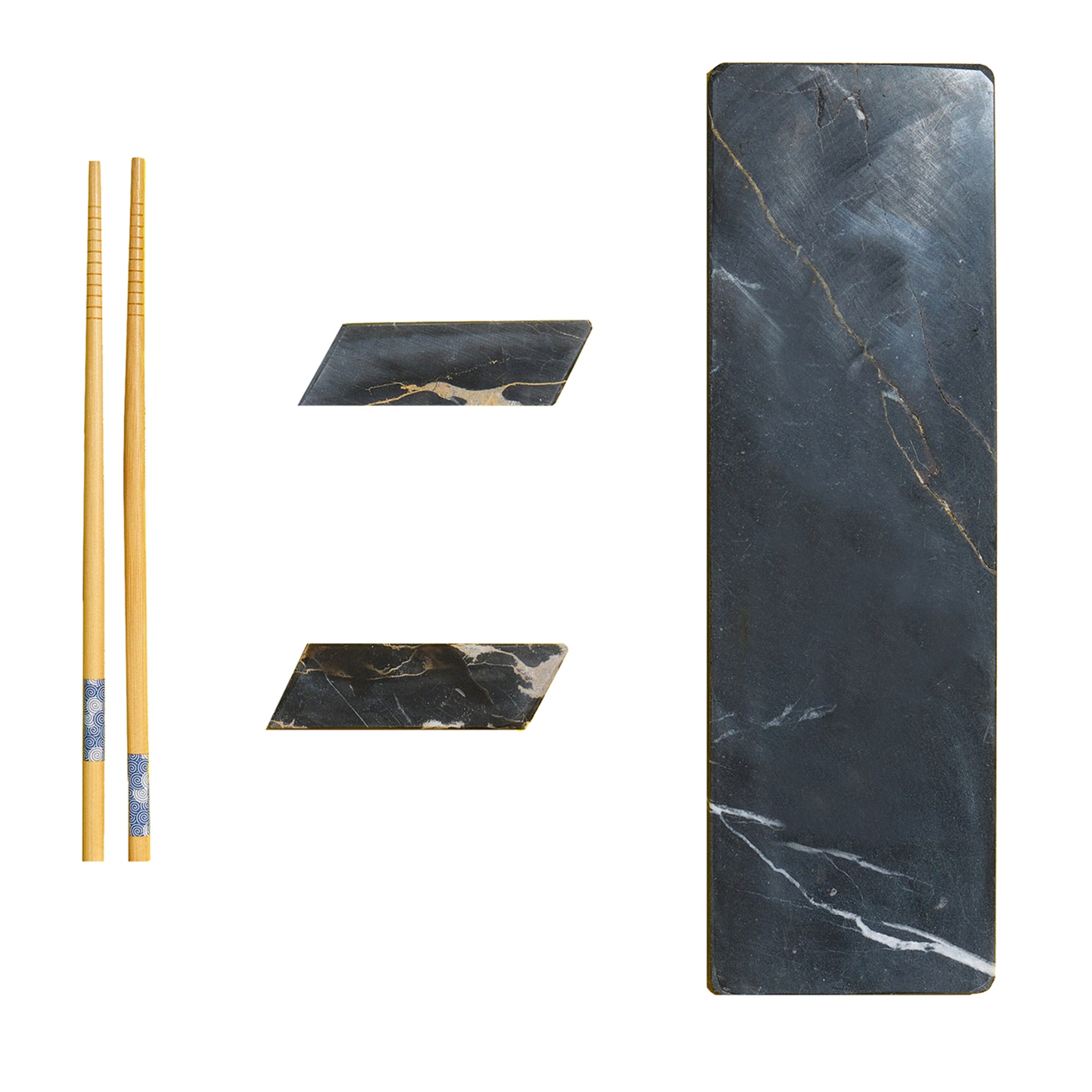 Set da 4 pezzi per sushi in marmo nero Marquina - Vista principale