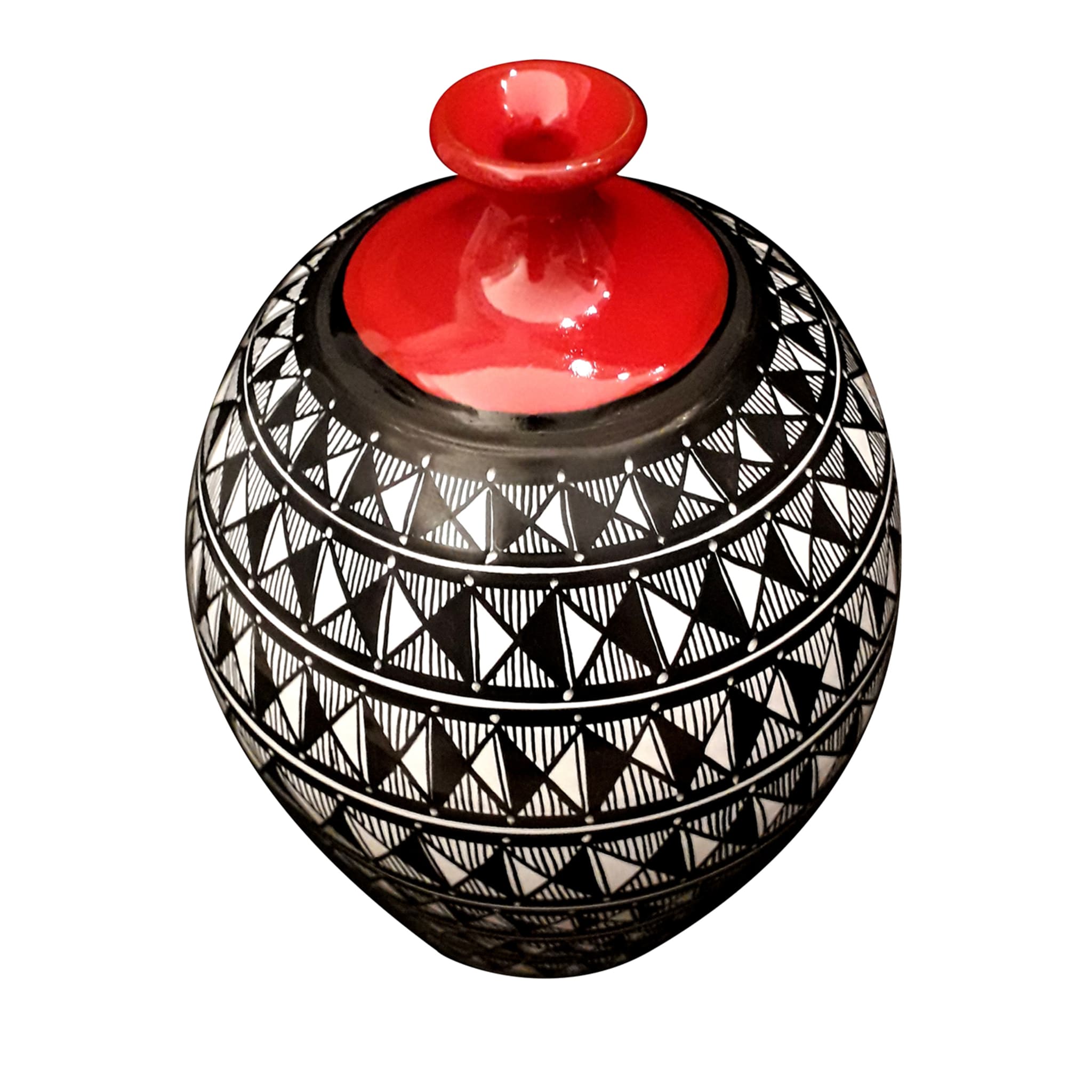 Rombi Optical Black/White/Red Vase - Main view