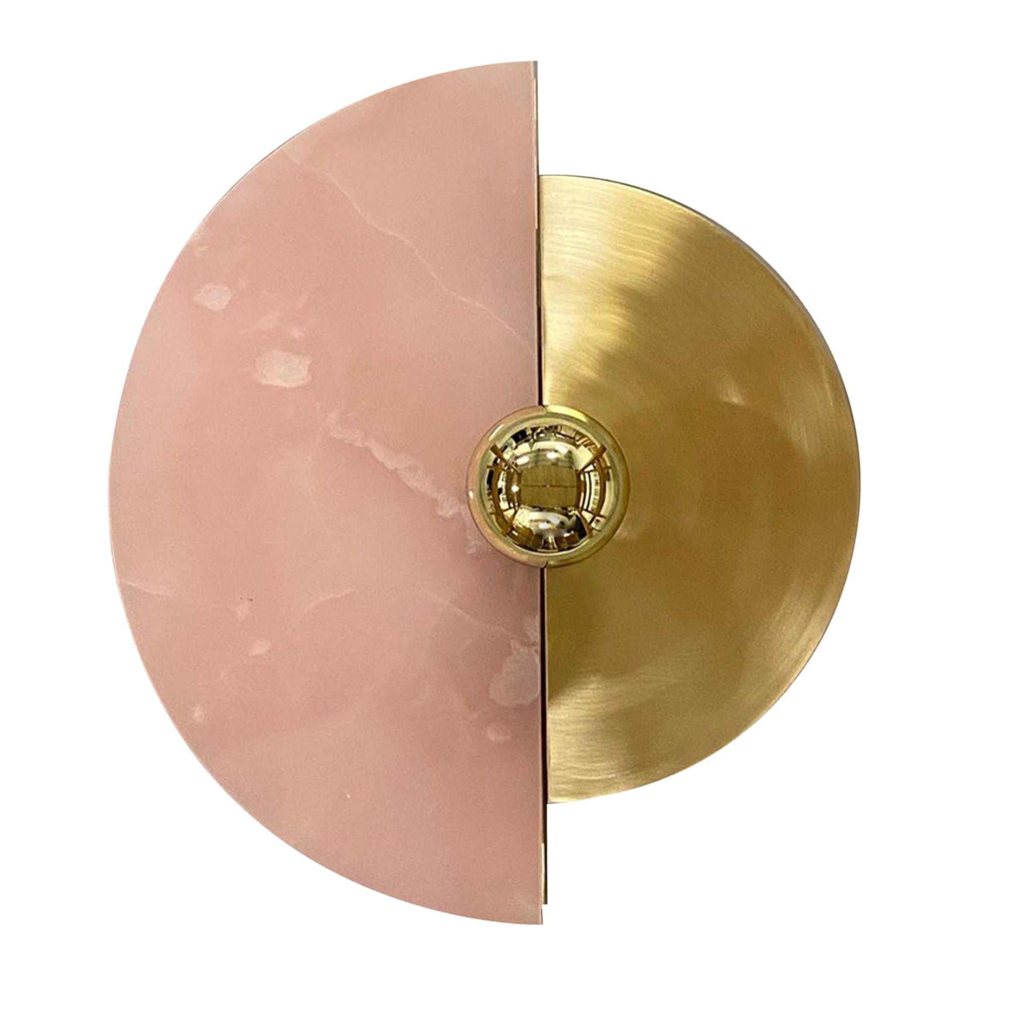 Levante runder Wandleuchter aus satiniertem Messing und rosa Onyx - Hauptansicht