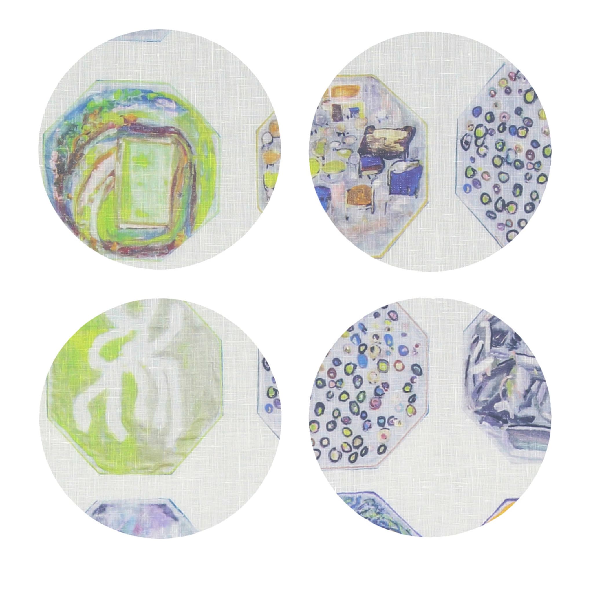 Medallions Set of 8 Patterned White Coasters - Main view