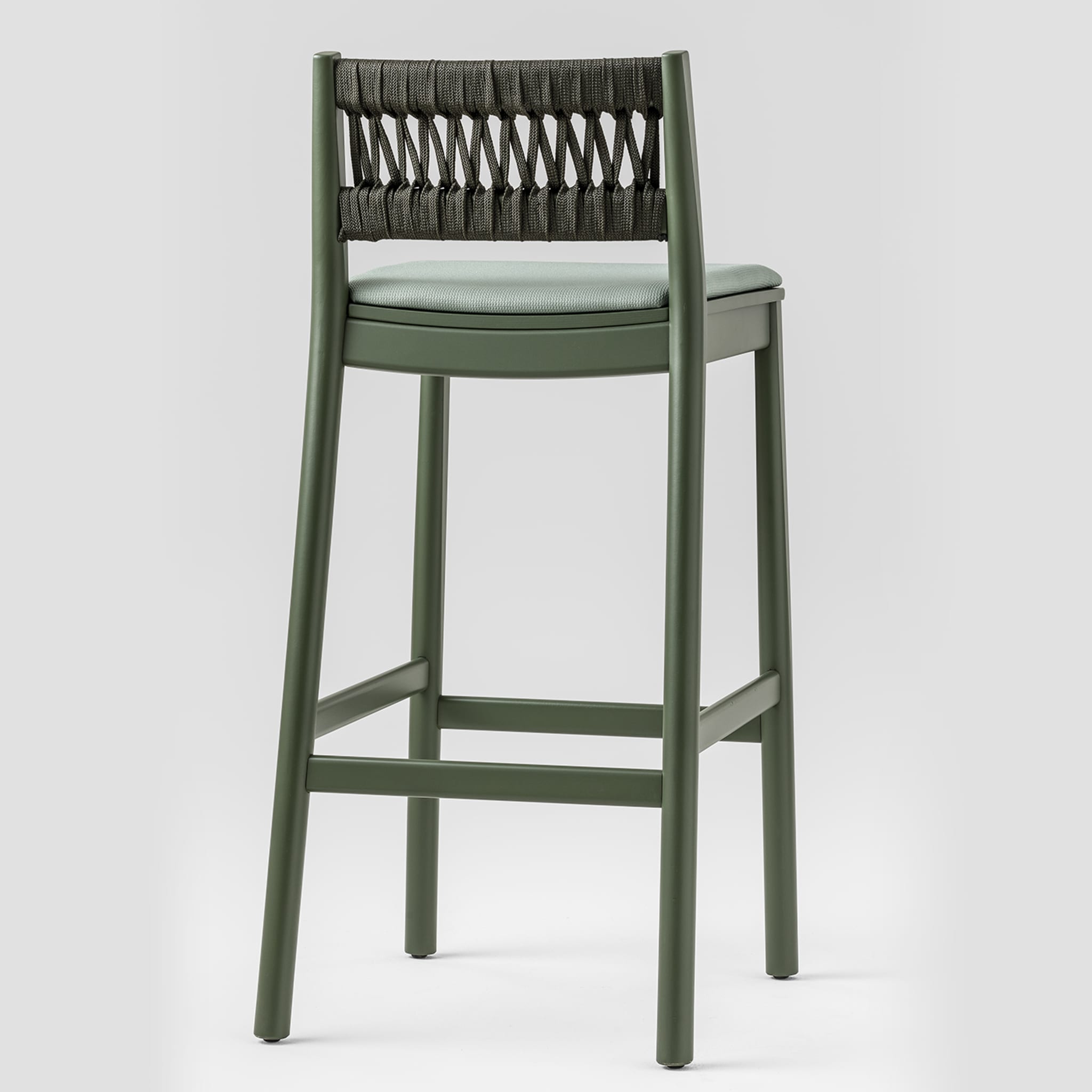 Julie Dark Green Stool with Upholstered Seat by Emilio Nanni - Alternative view 1