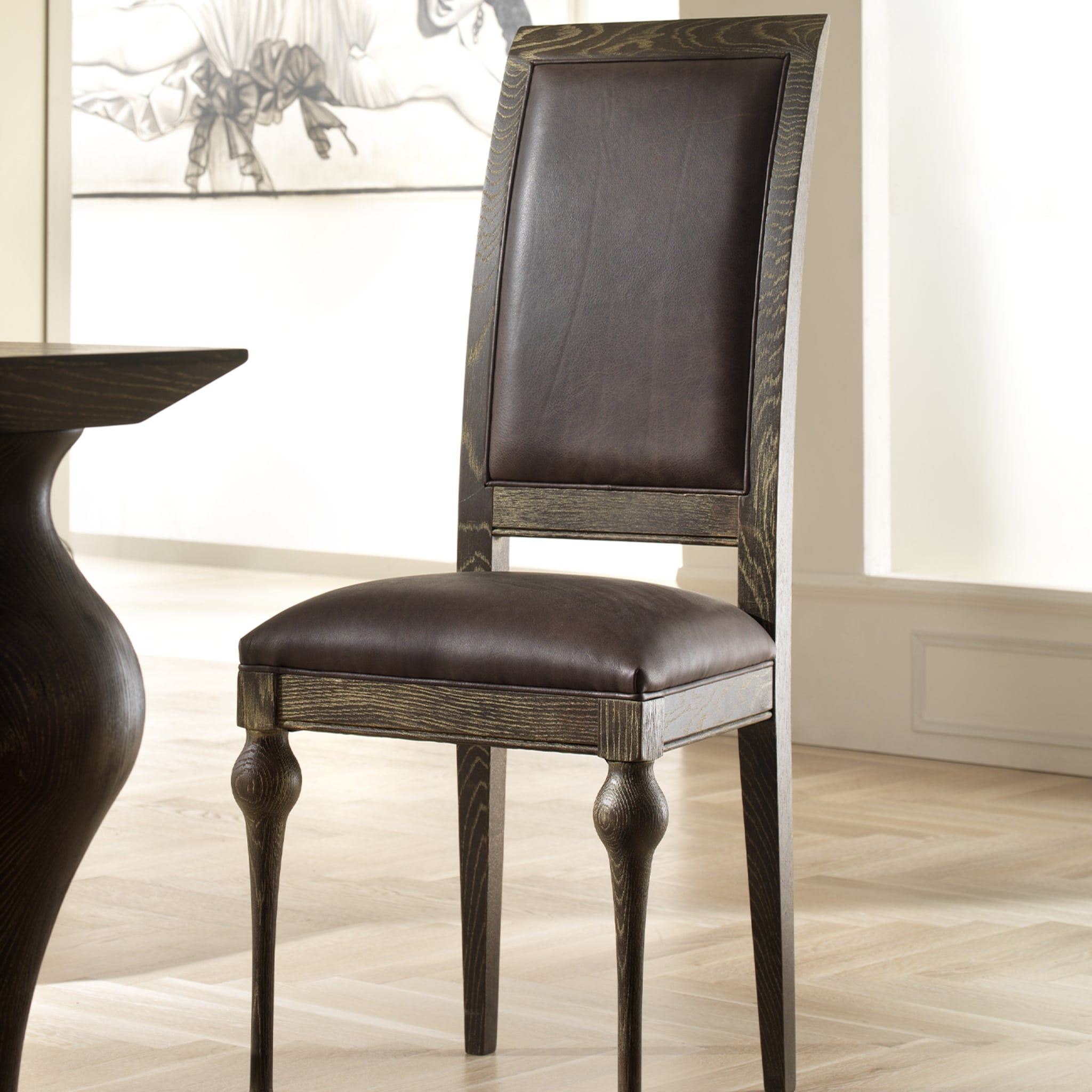 Stuhl aus Eschenholz und Leder - Alternative Ansicht 1