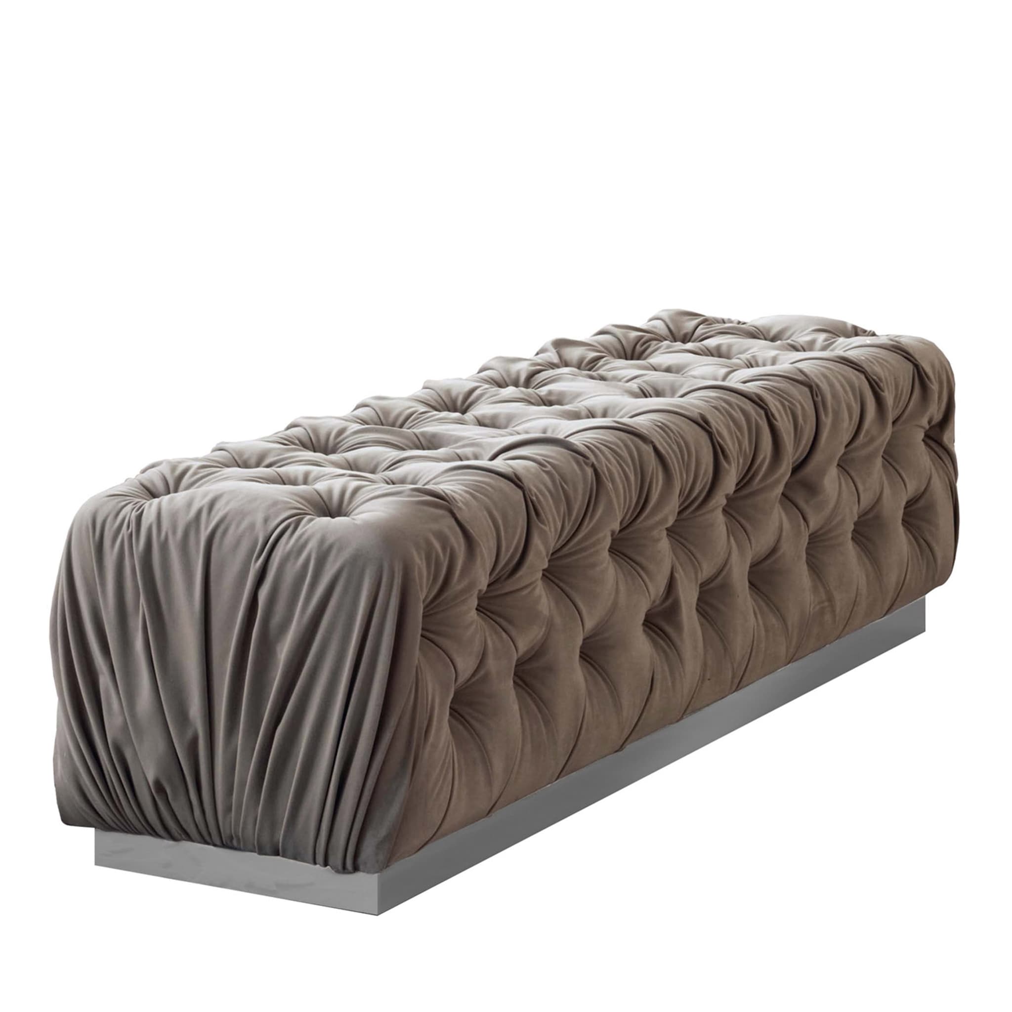 Buttoned Velvet Sand fabric Bench - Main view