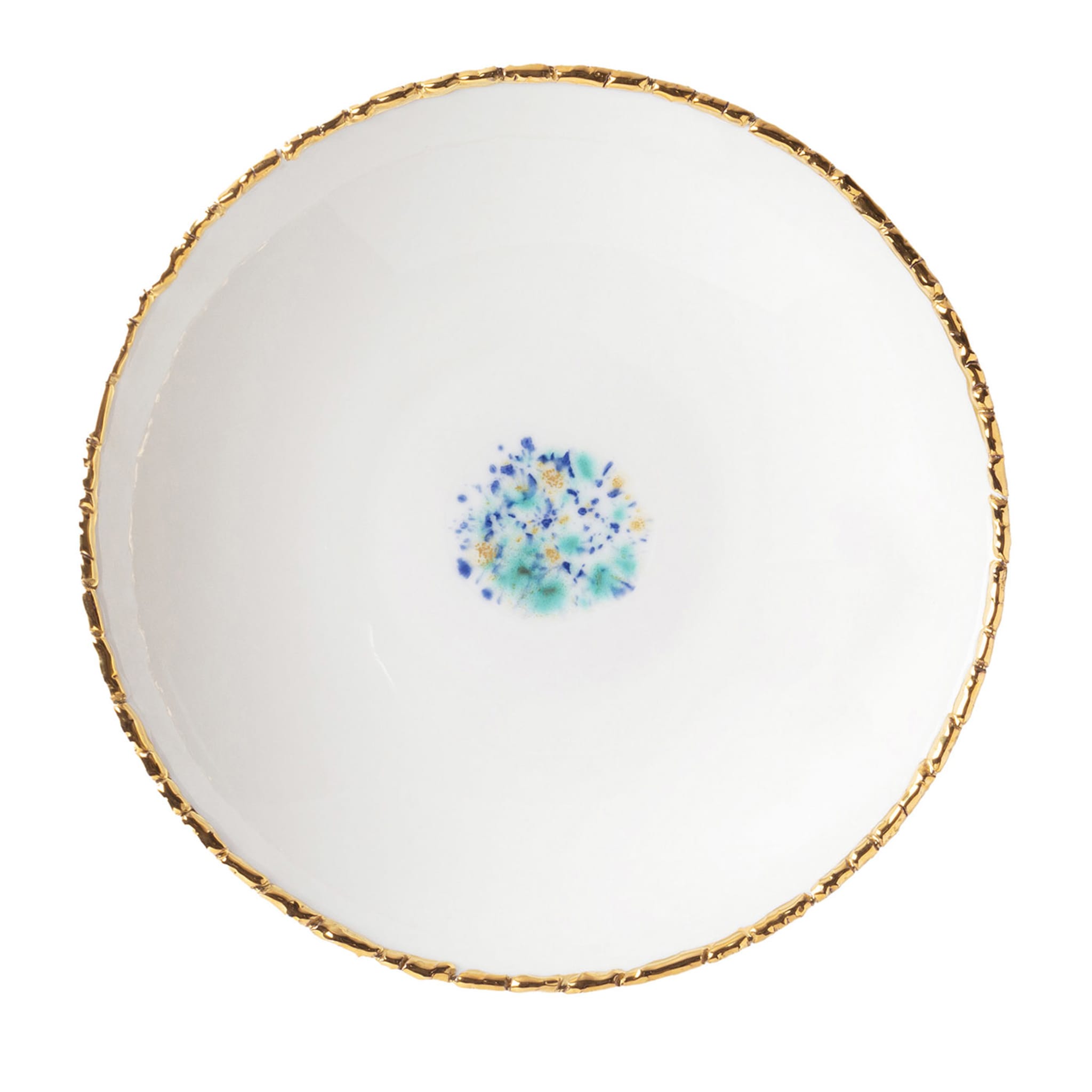 Set of 2 Blue Marble White Soup Plates with Crackled Rim - Main view