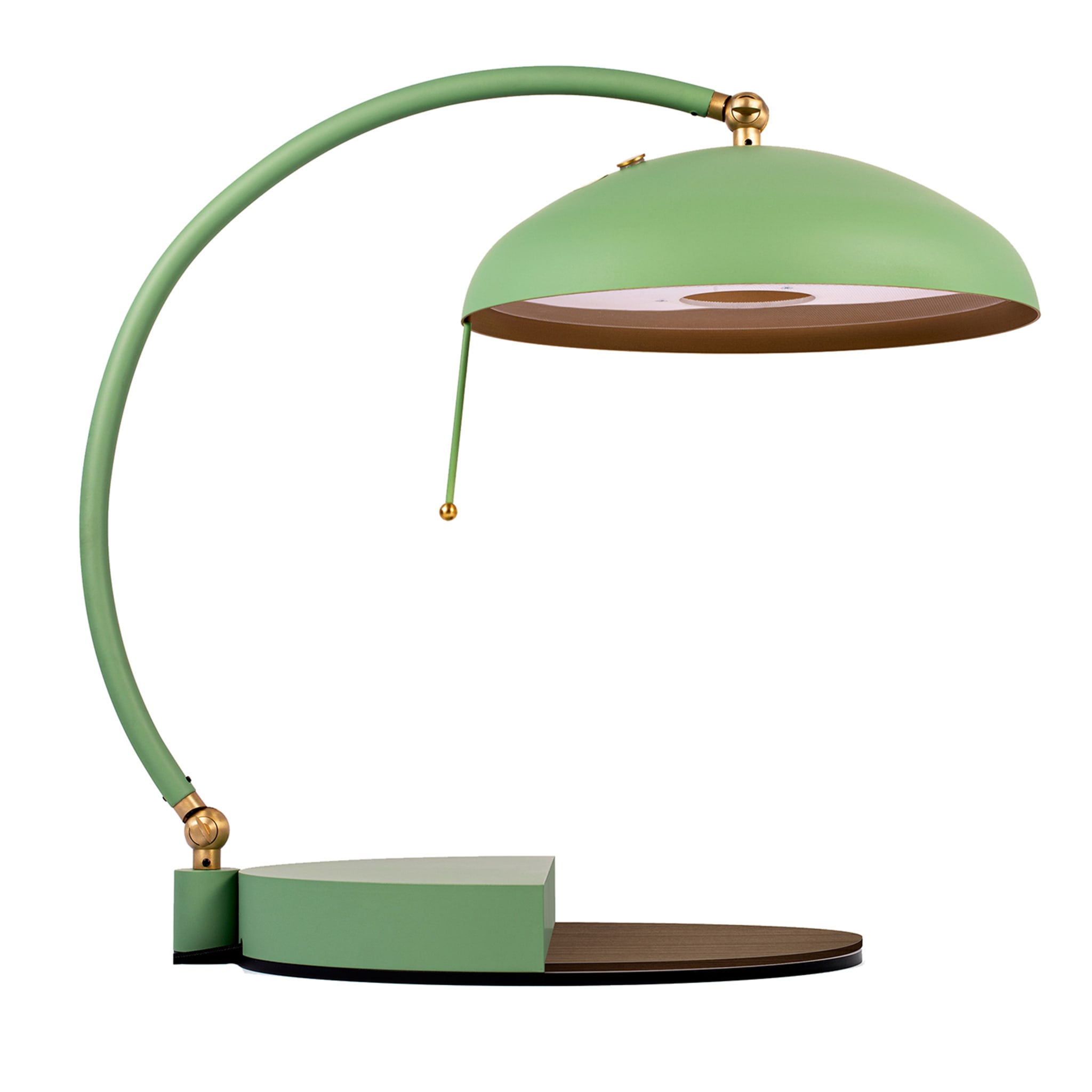 Serena Ministeriale Green Table Lamp with Walnut Wood Details - Main view