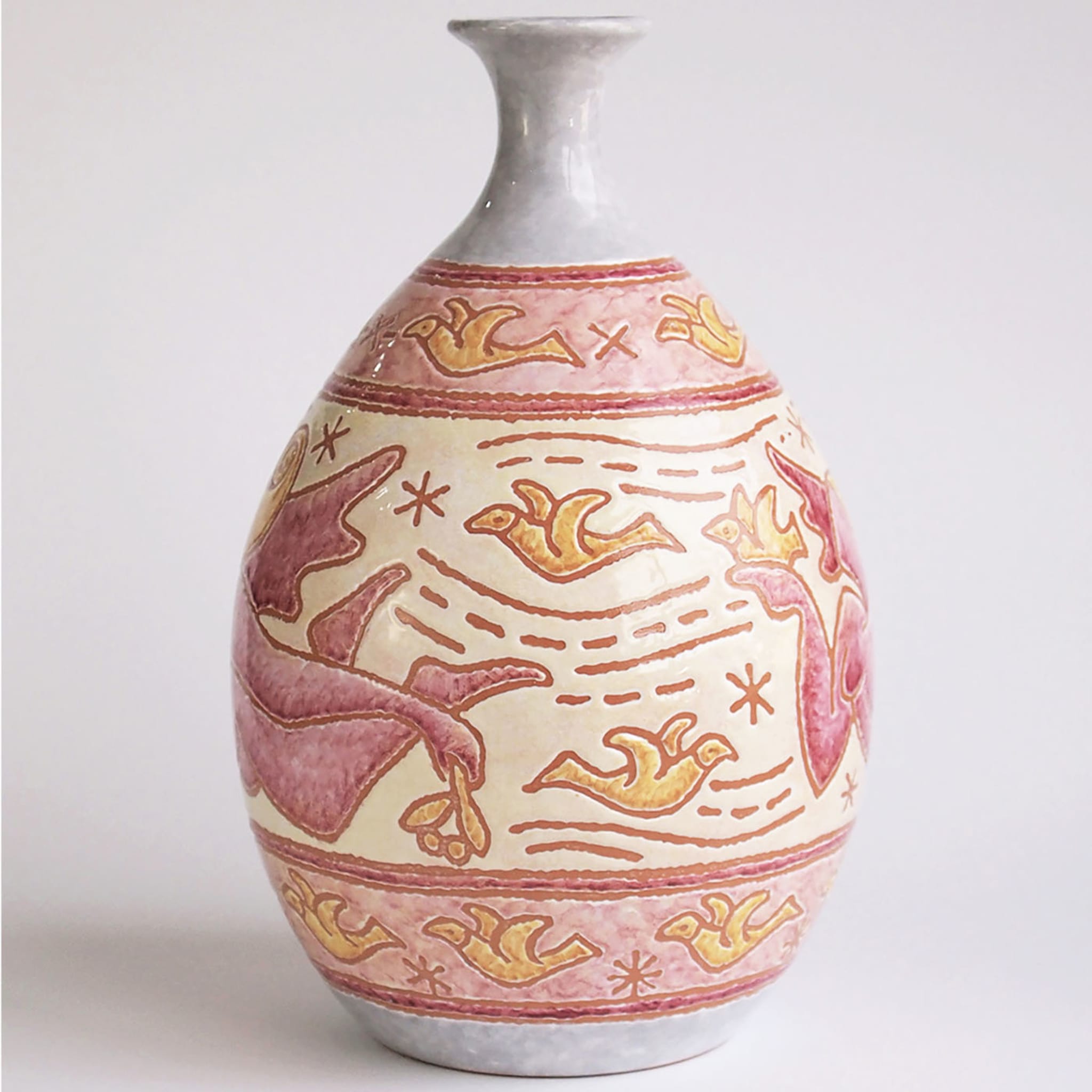 Patterned Red & Yellow Vase - Alternative view 3