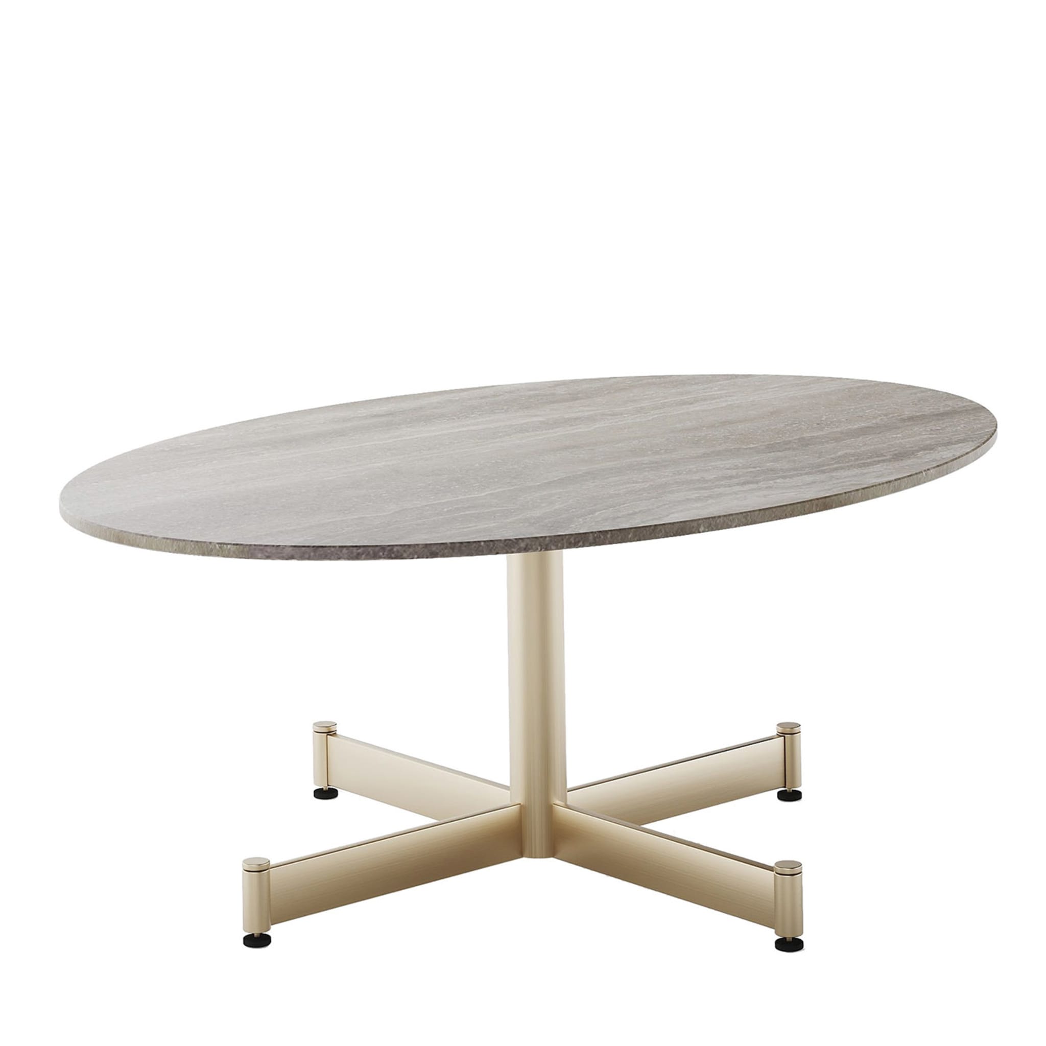 Fly Oval Gray ceramic top & Champagne base Coffee Table by Braid Design Lab - Main view