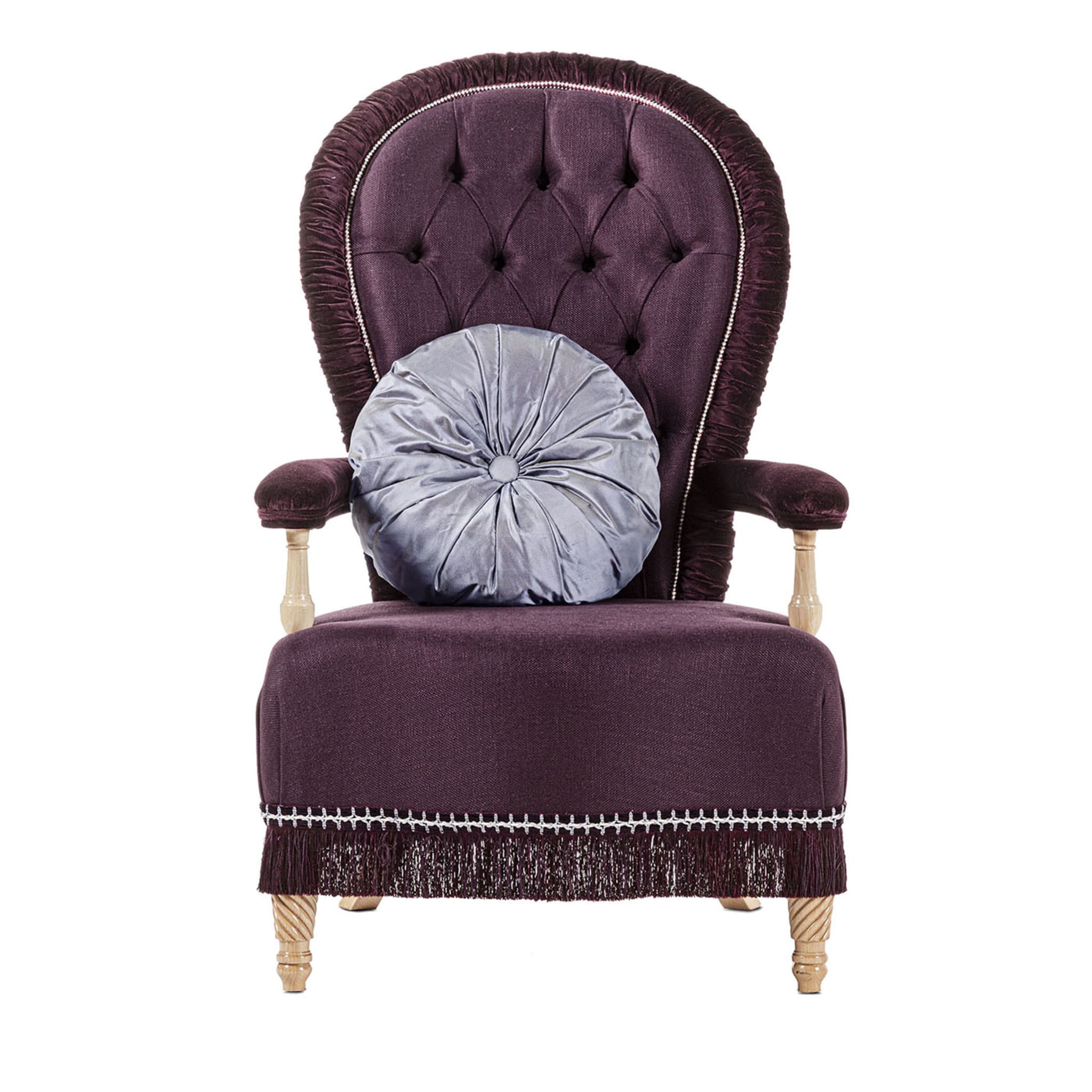 Purple Linen and Velvet Armchair  - Main view