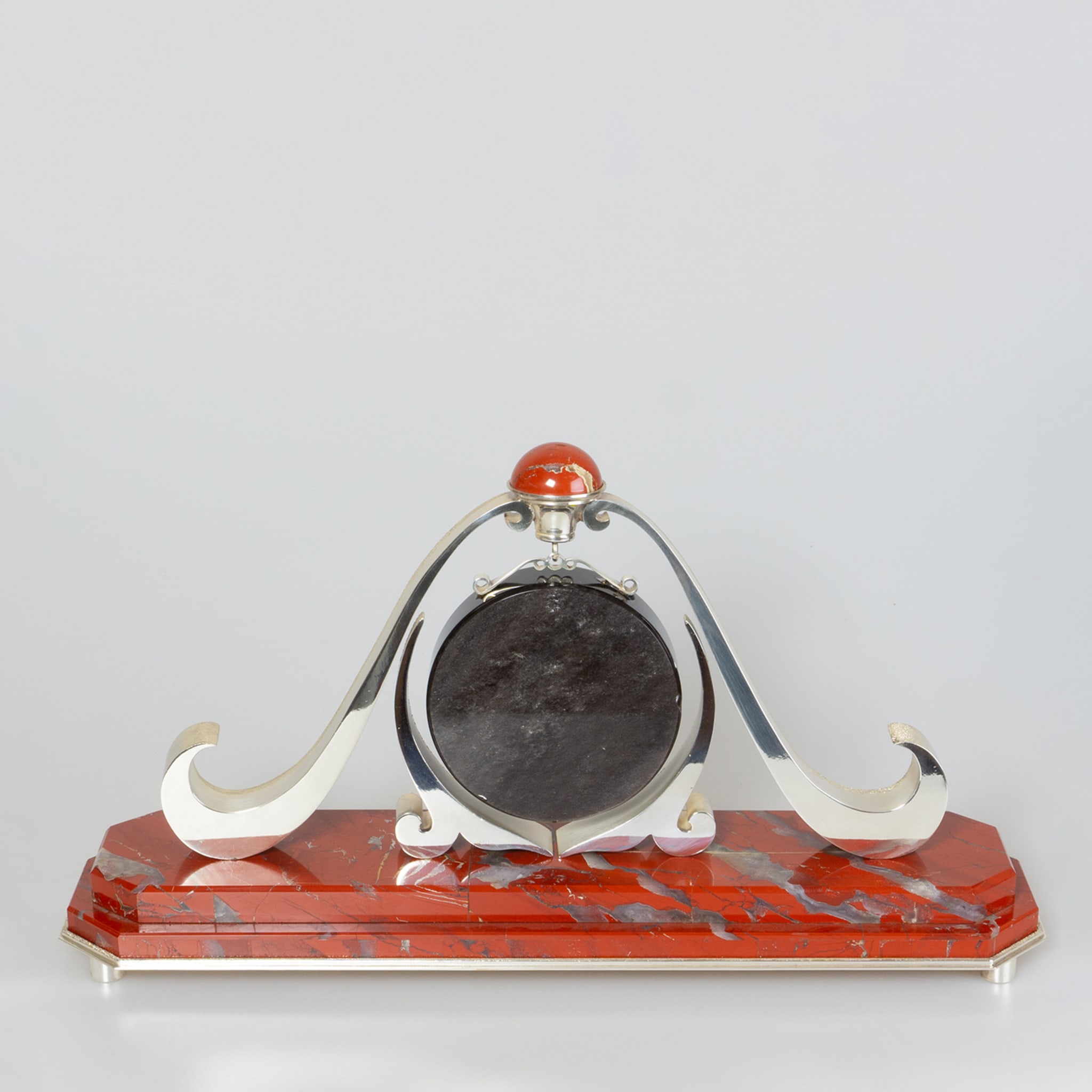 Reloj de escritorio de jaspe rojo, obsidiana y plata - Vista alternativa 1