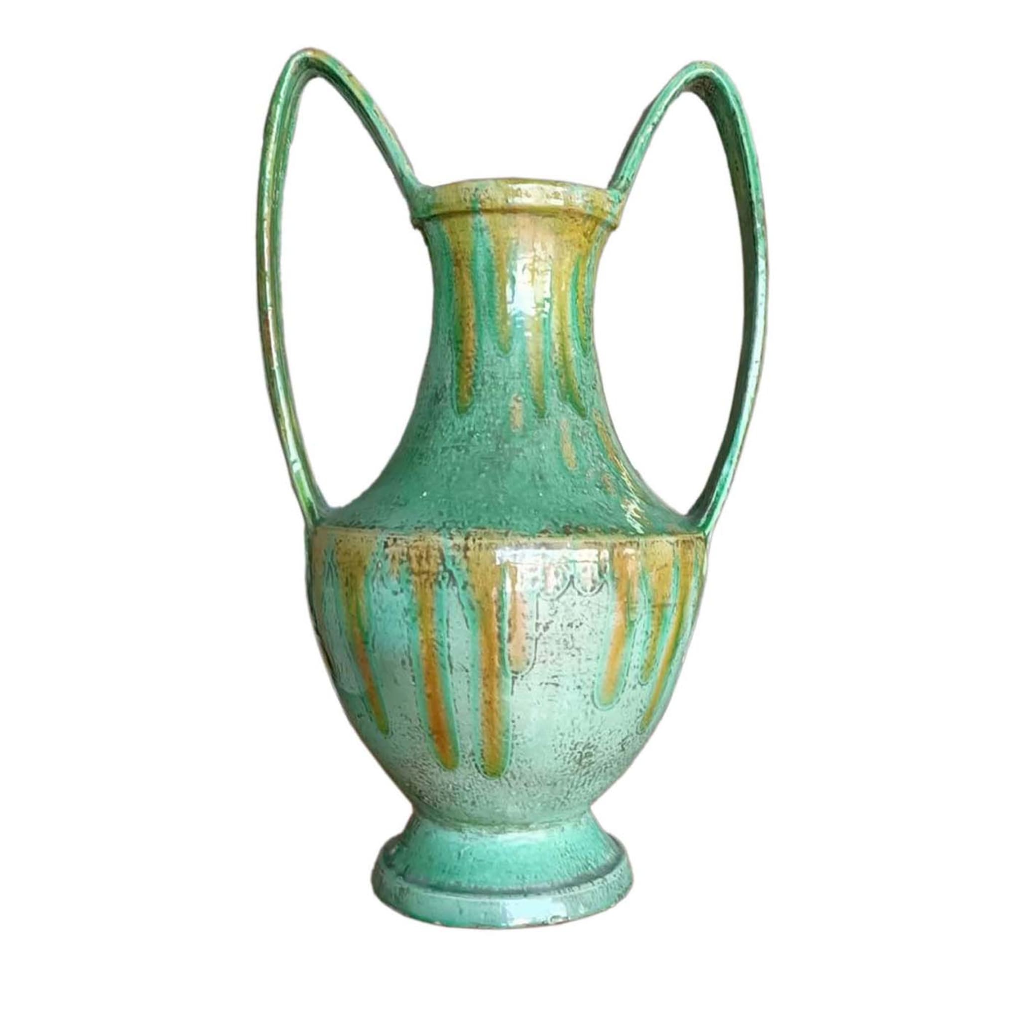 Traditional Dripping Green Amphora Vase - Main view