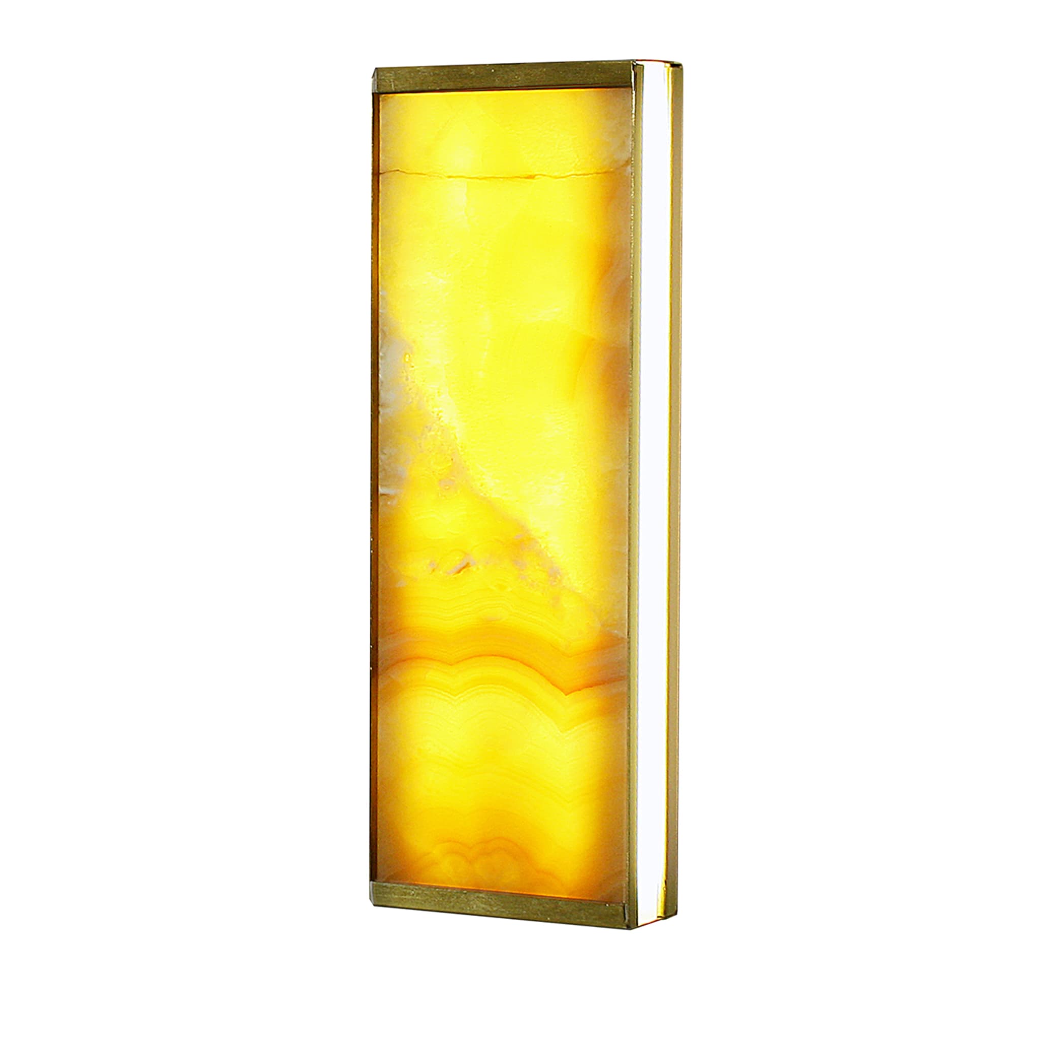 "Tech short" Wall Sconce in Yellow Onyx and Satin Brass - Main view