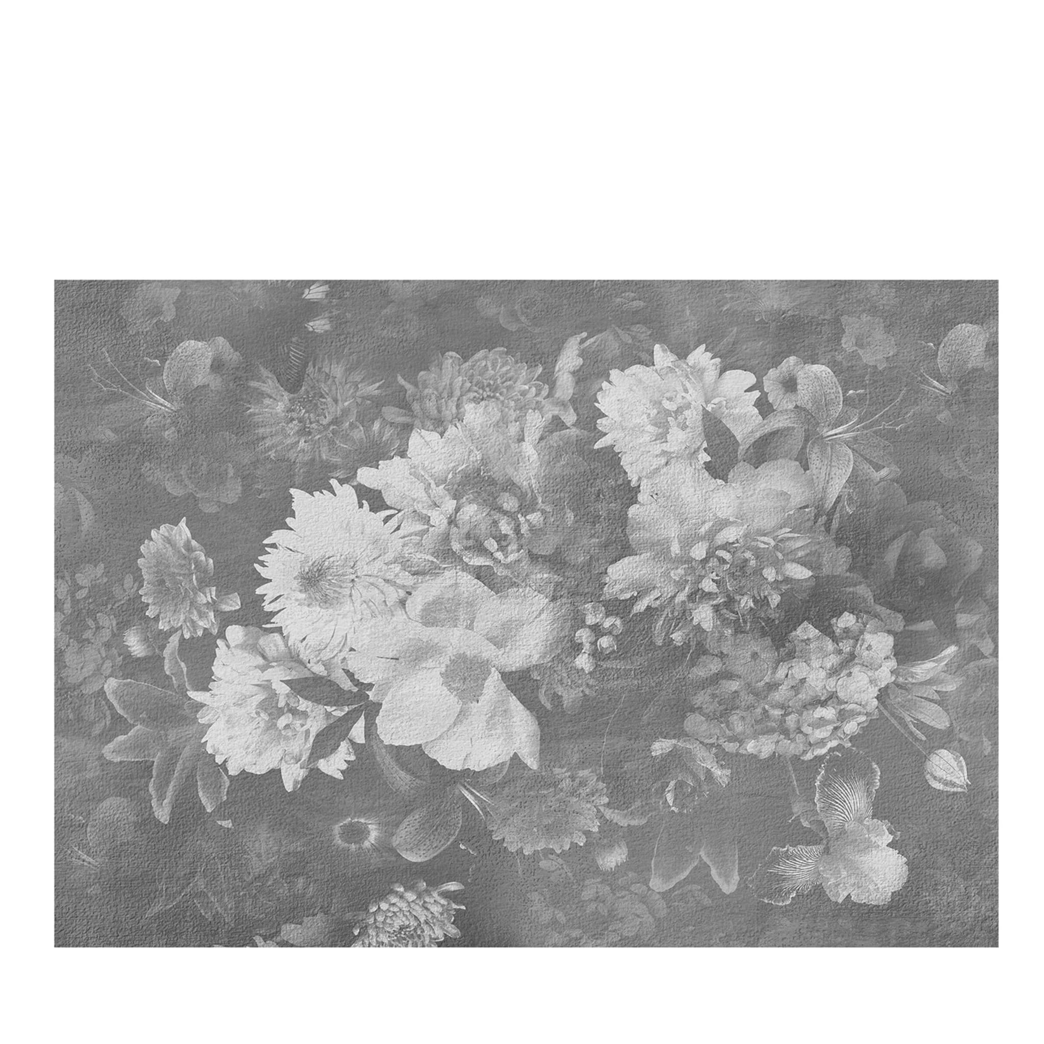 Carta da parati testurizzata con fiori in fiore in bianco e nero - Vista principale