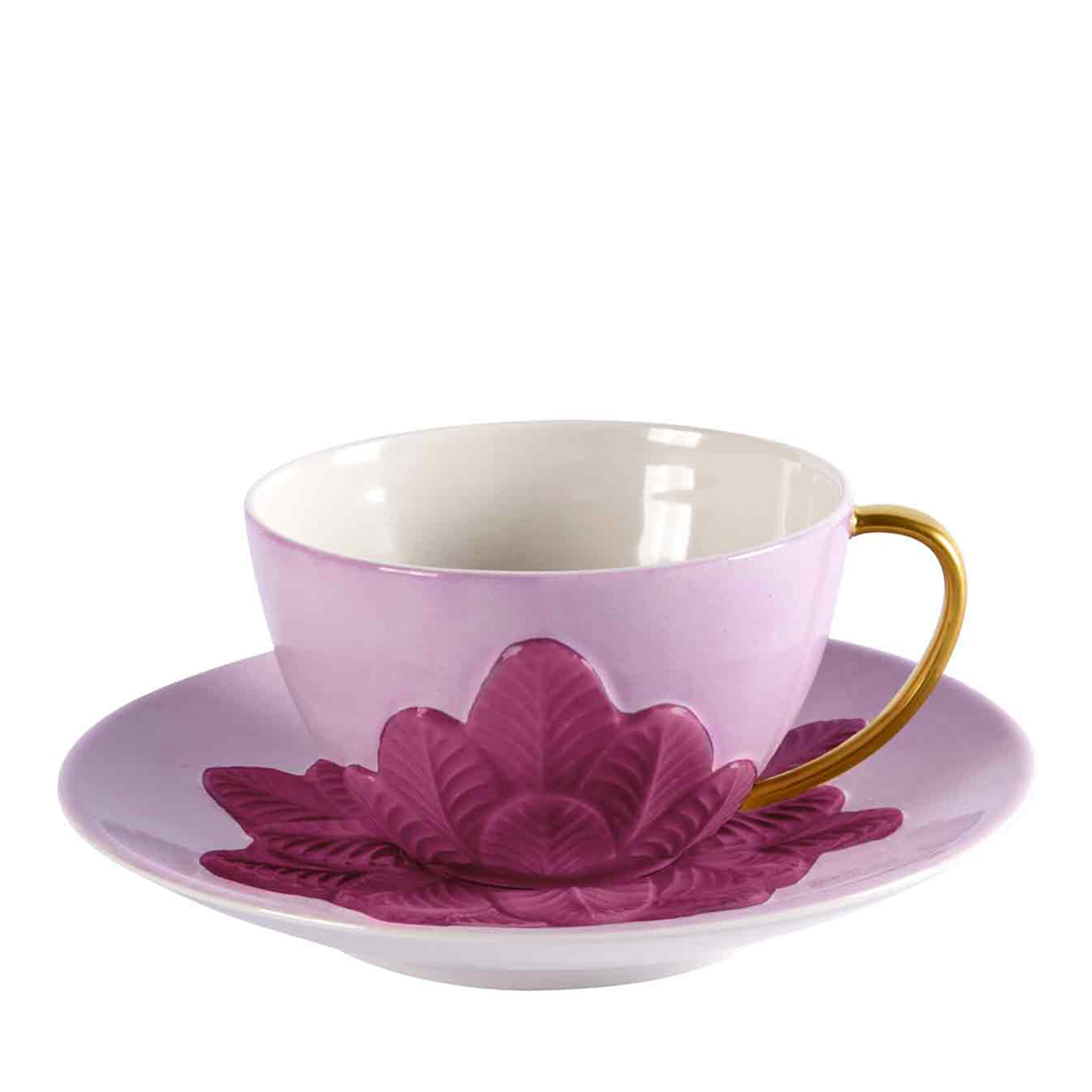 PEACOCK TEA CUP - PURPLE AND GOLD - Main view