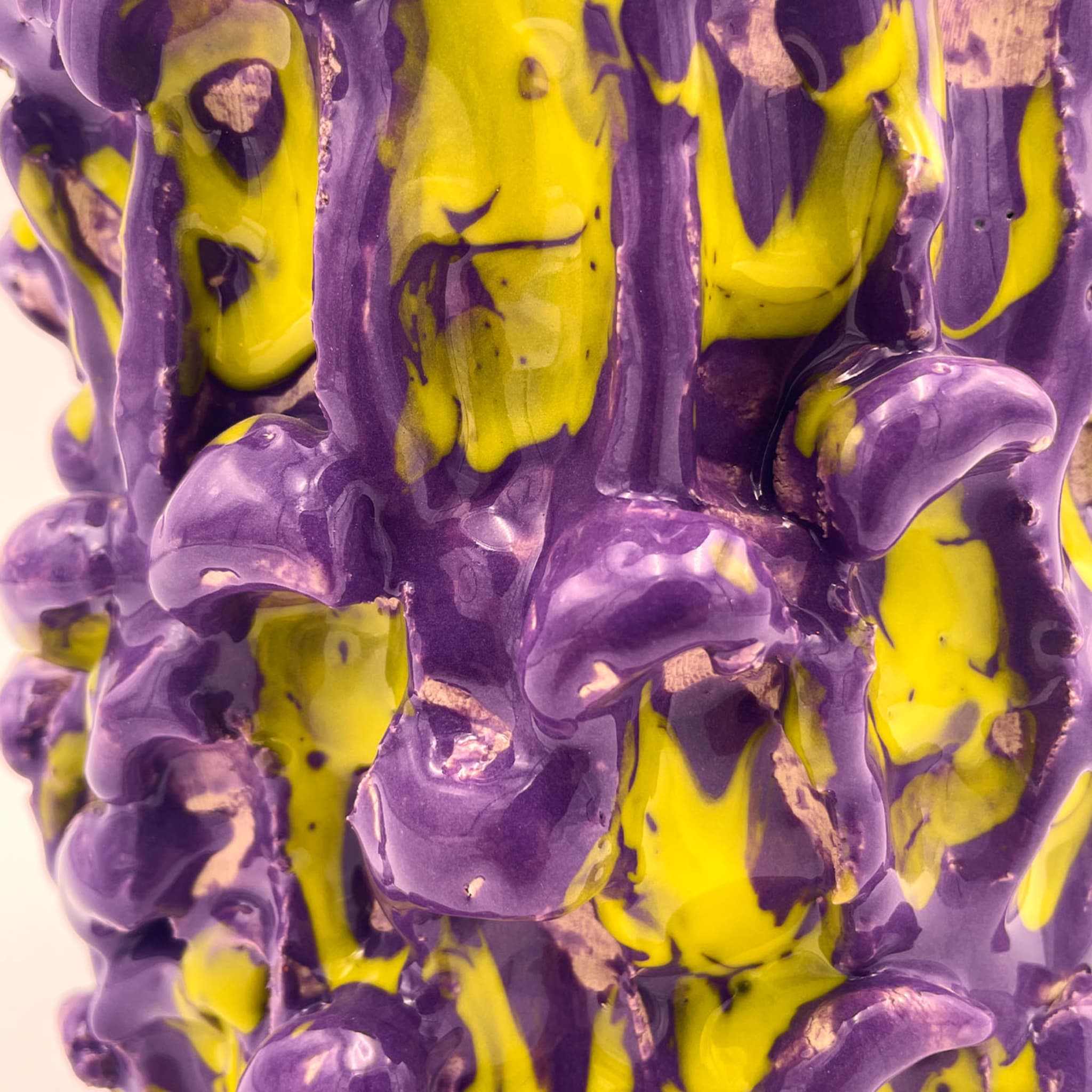 Vaso Onda in velluto viola e giallo limone - Vista alternativa 1
