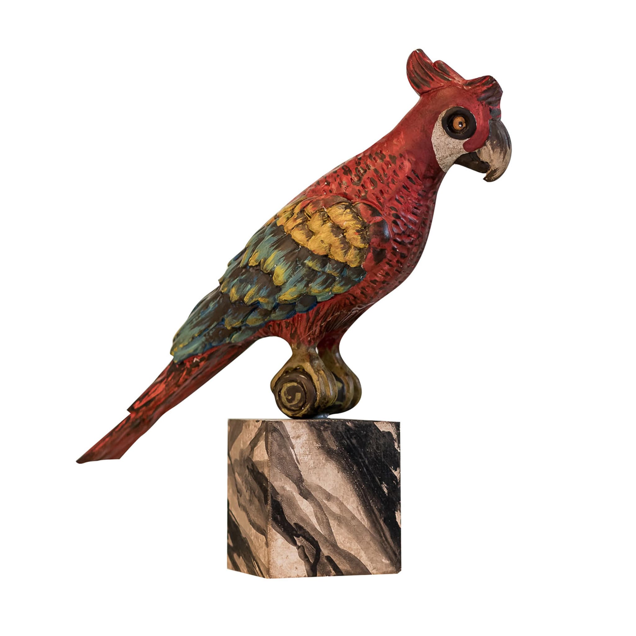 Perroquet peint à la main en rouge - Vue principale