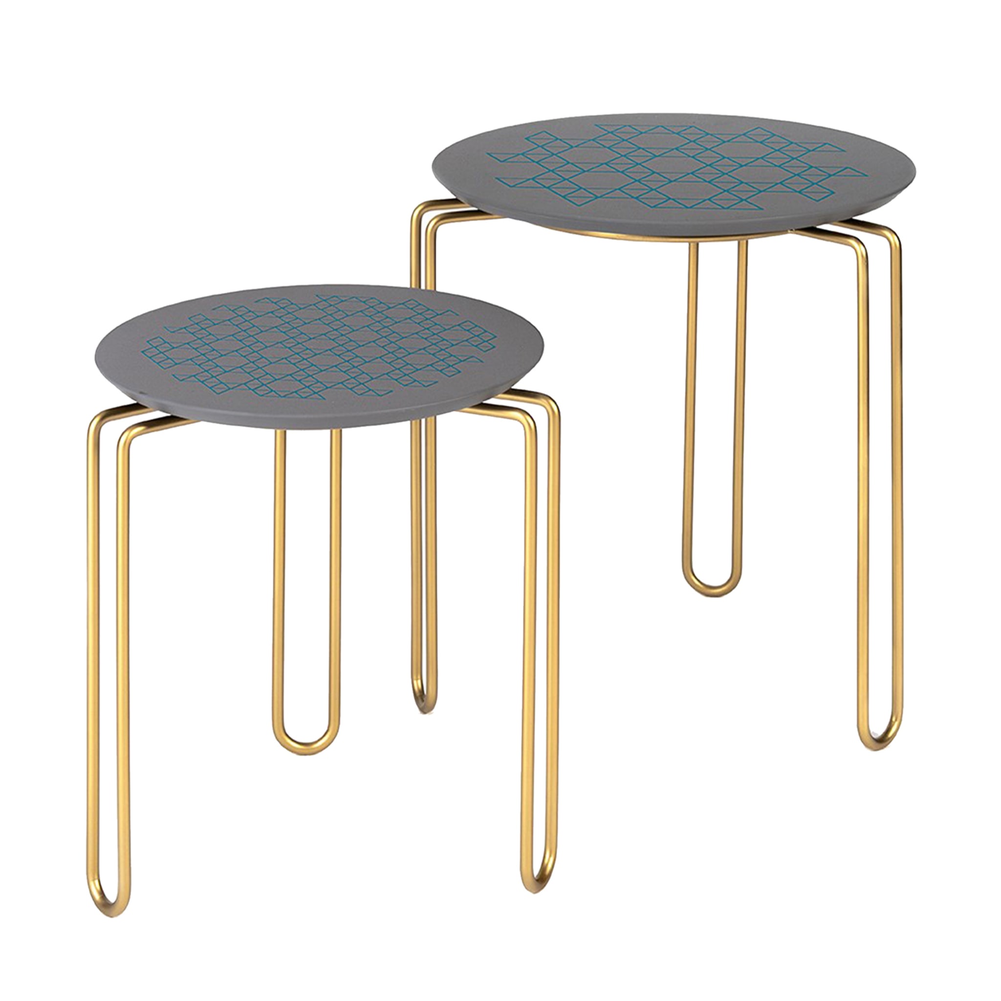 Caleido Set of 2 Gray and Brass Side Tables - Main view